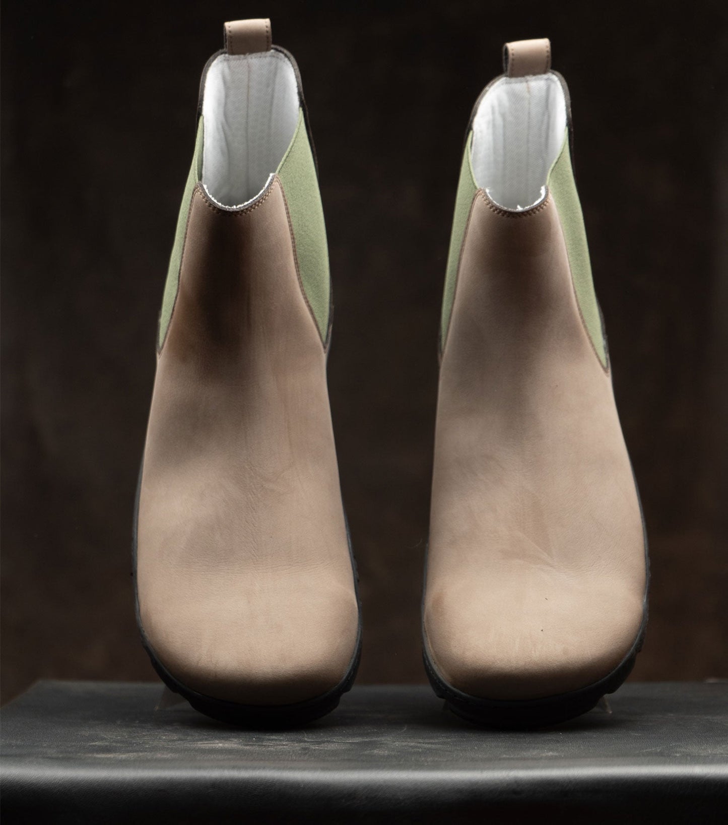 Barefoot Safety Chelsea Boots in light brown microNobuk, built for tough jobs.