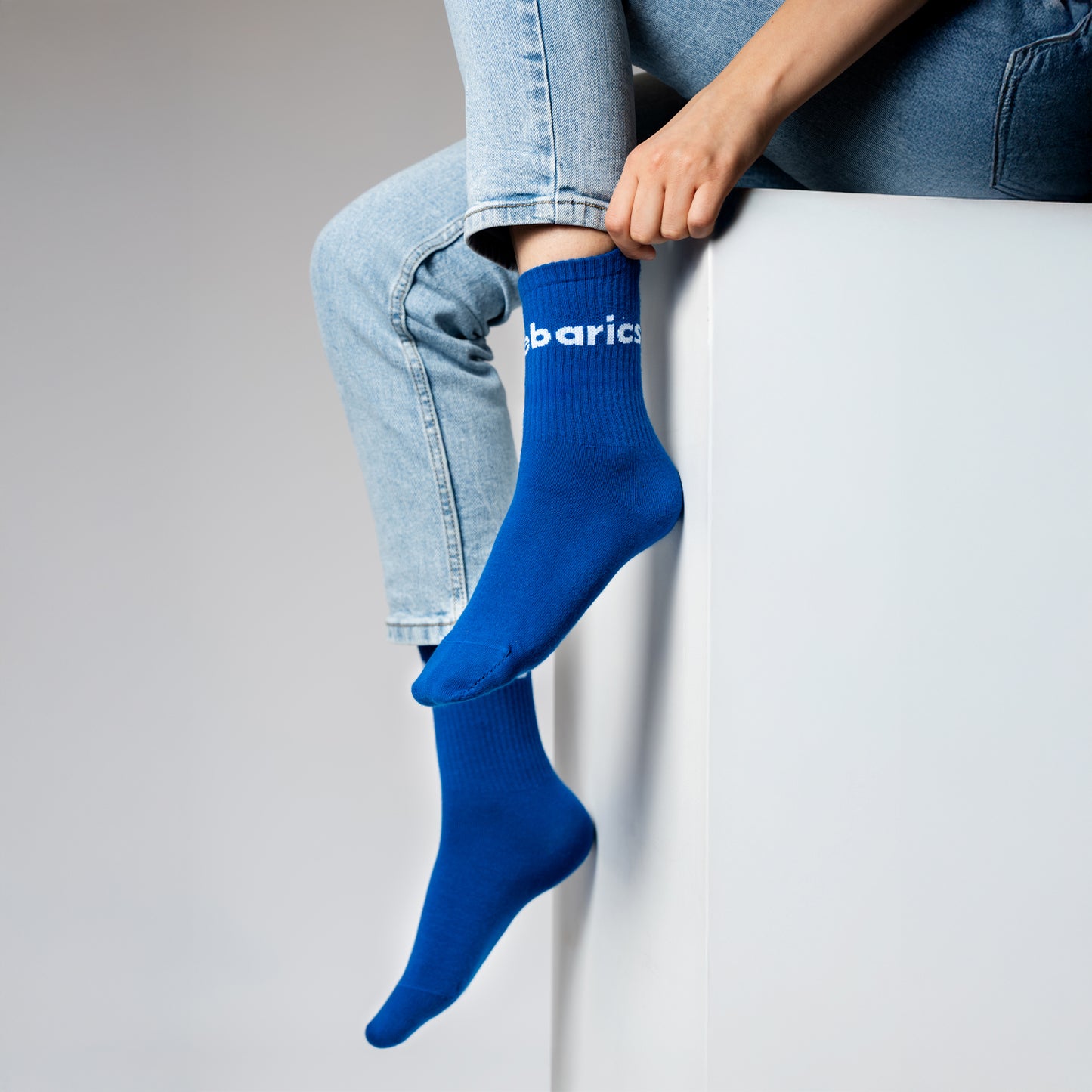 Barebarics – Barfußsocken – Crew – Kobaltblau – Großes Logo