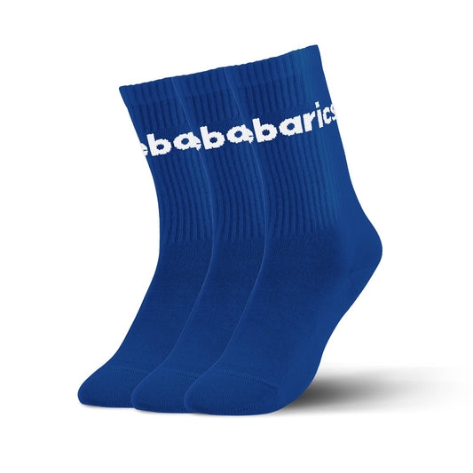 Barebarics – Barfußsocken – Crew – Kobaltblau – Großes Logo – 3er-Pack