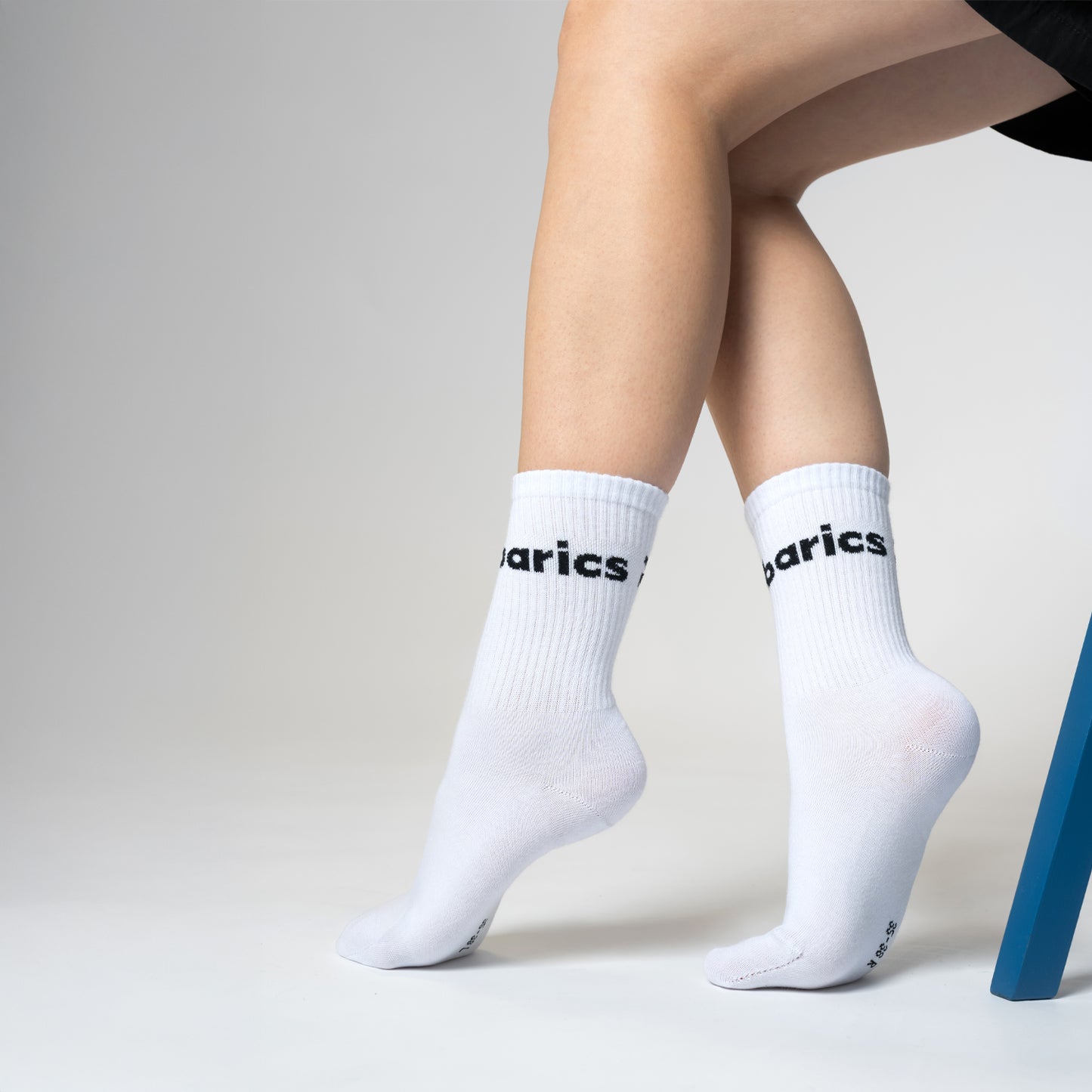 Barebarics - Barfußsocken - Crew - Weiß - Großes Logo