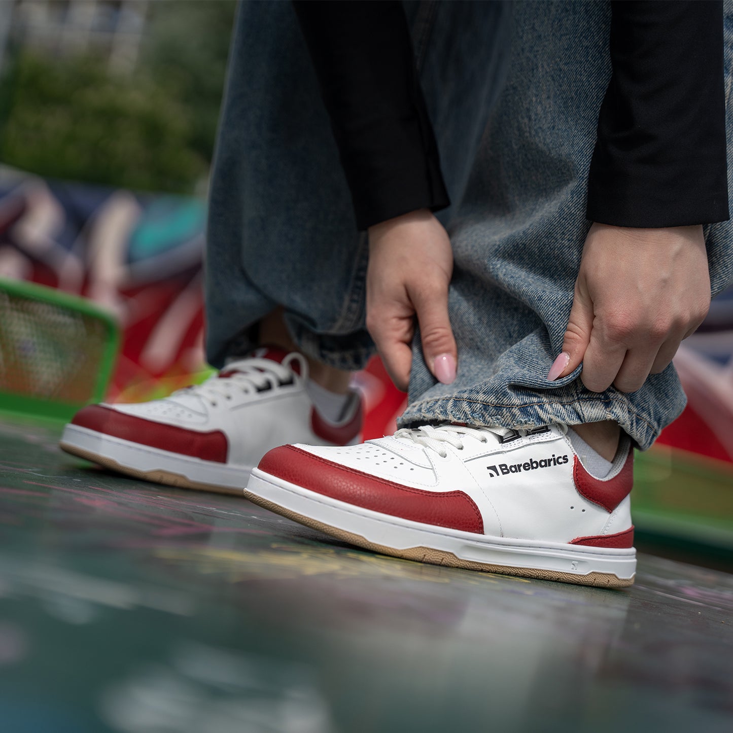 Barfuß-Sneaker Barebarics Wave - Weiß & Purpurrot