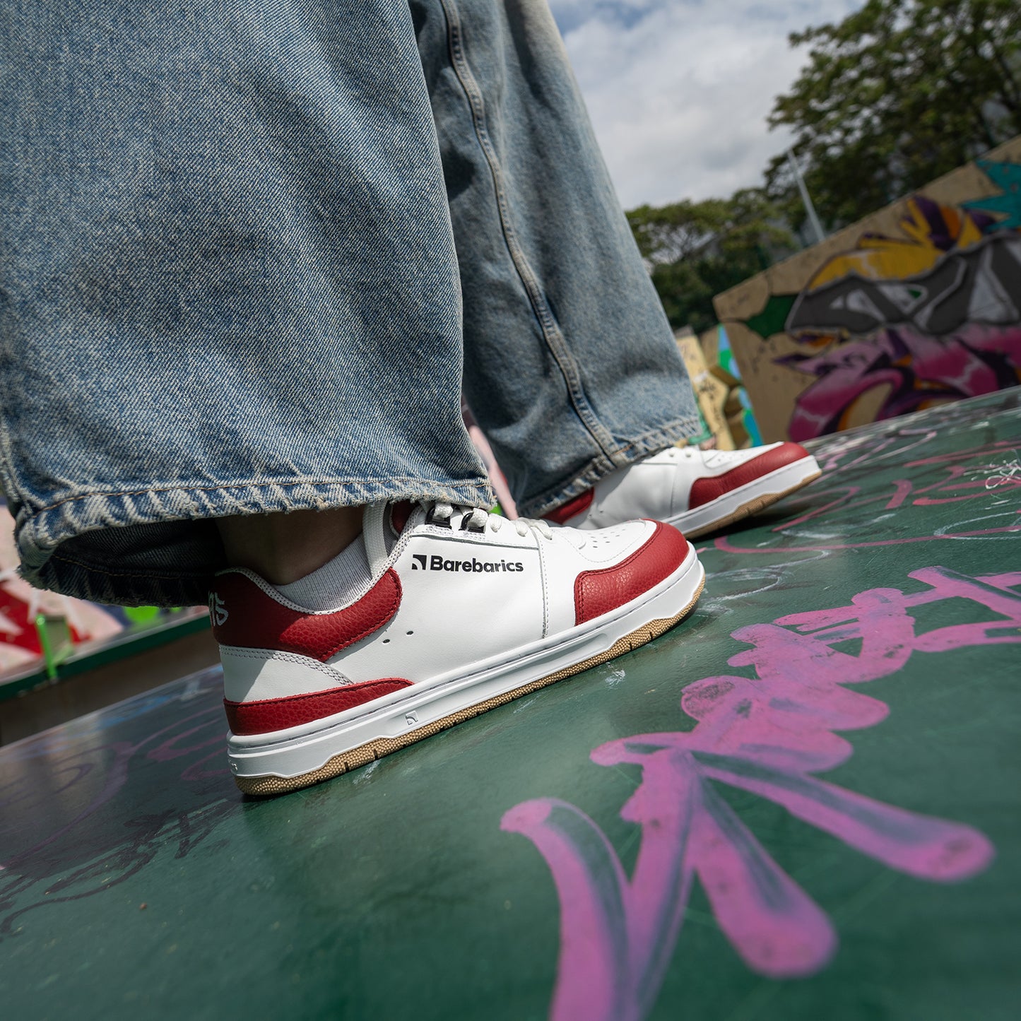 Barfuß-Sneaker Barebarics Wave - Weiß & Purpurrot