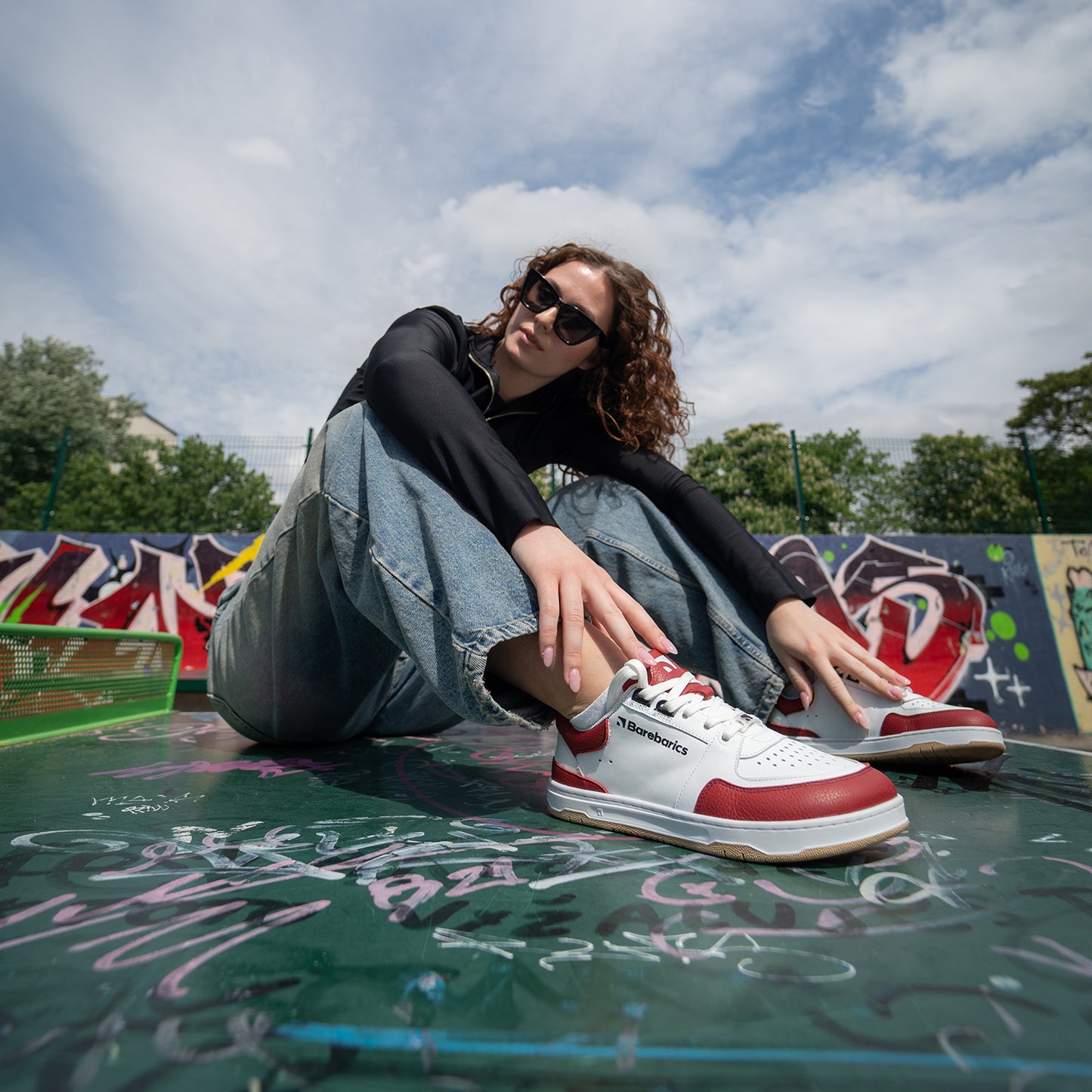 Barfuß-Sneaker Barebarics Wave - Weiß & Purpurrot