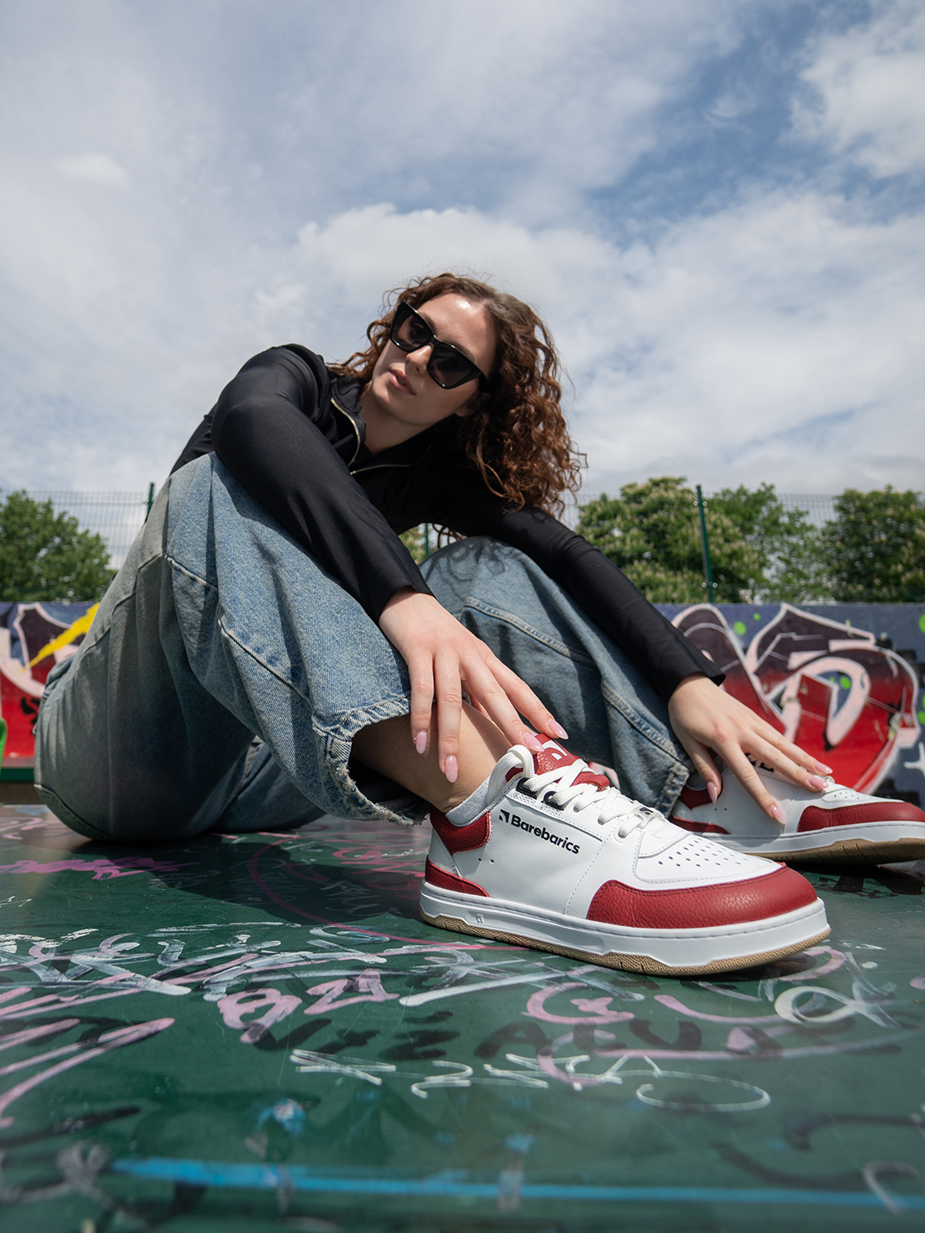 Barfuß-Sneaker Barebarics Wave - Weiß & Purpurrot