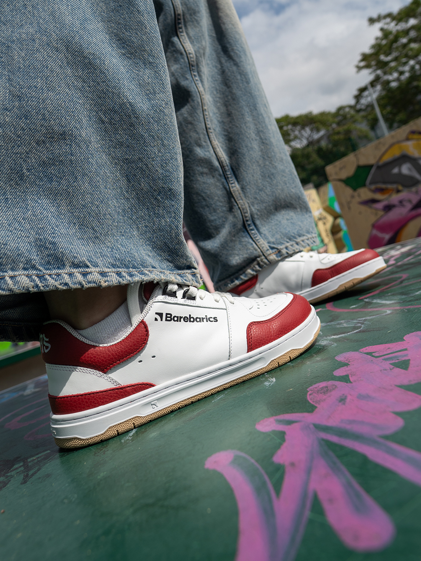 Barfuß-Sneaker Barebarics Wave - Weiß & Purpurrot