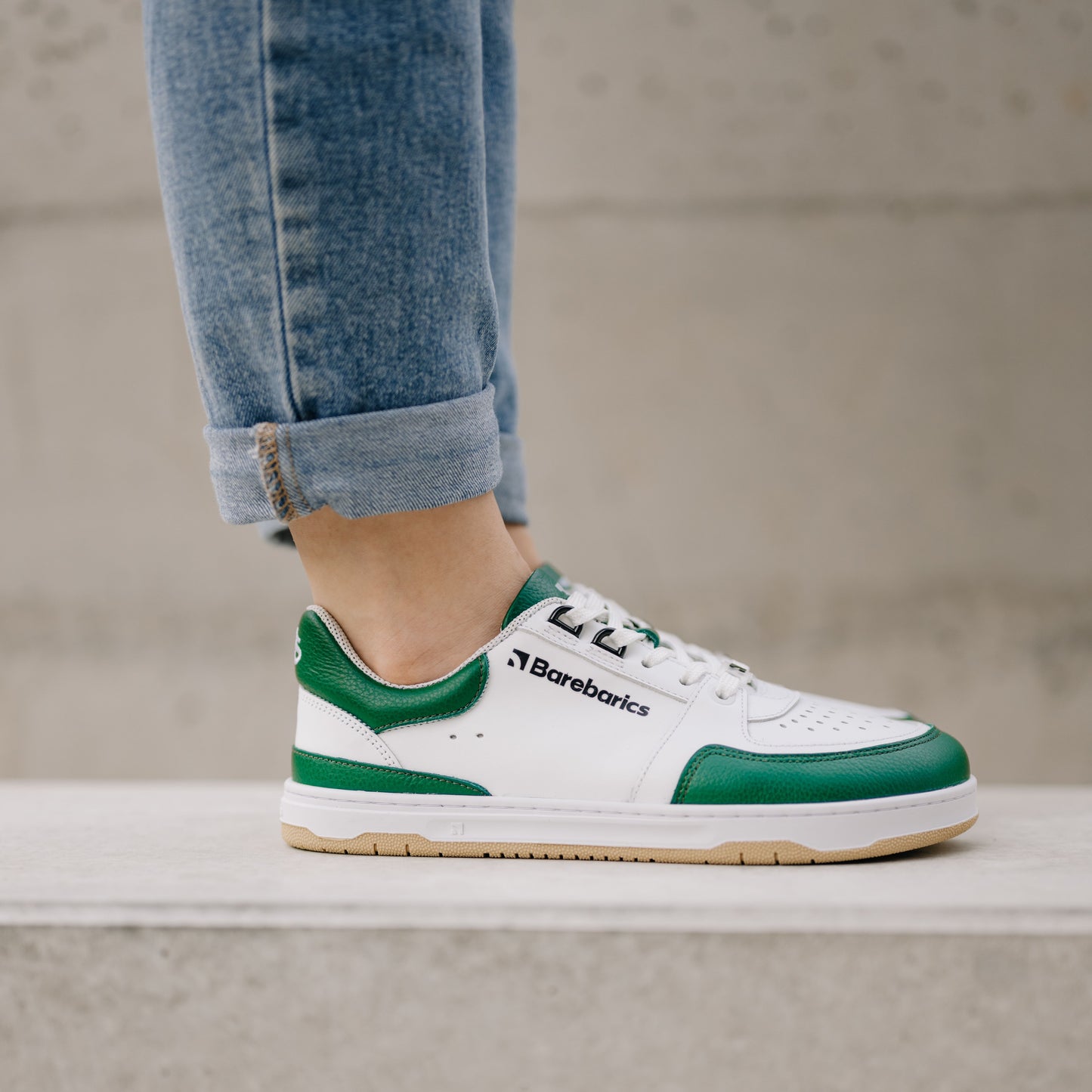 Barfuß-Sneaker Barebarics Wave - Weiß & Dunkelgrün