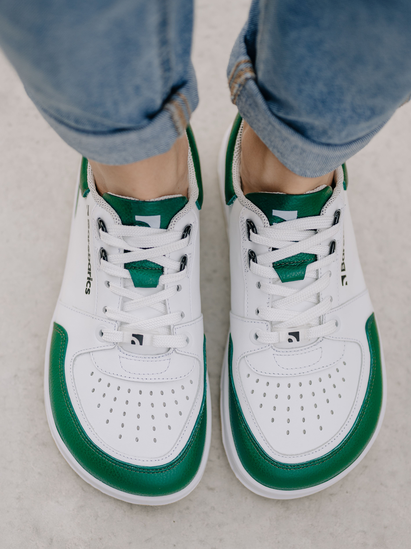 Barfuß-Sneaker Barebarics Wave - Weiß & Dunkelgrün