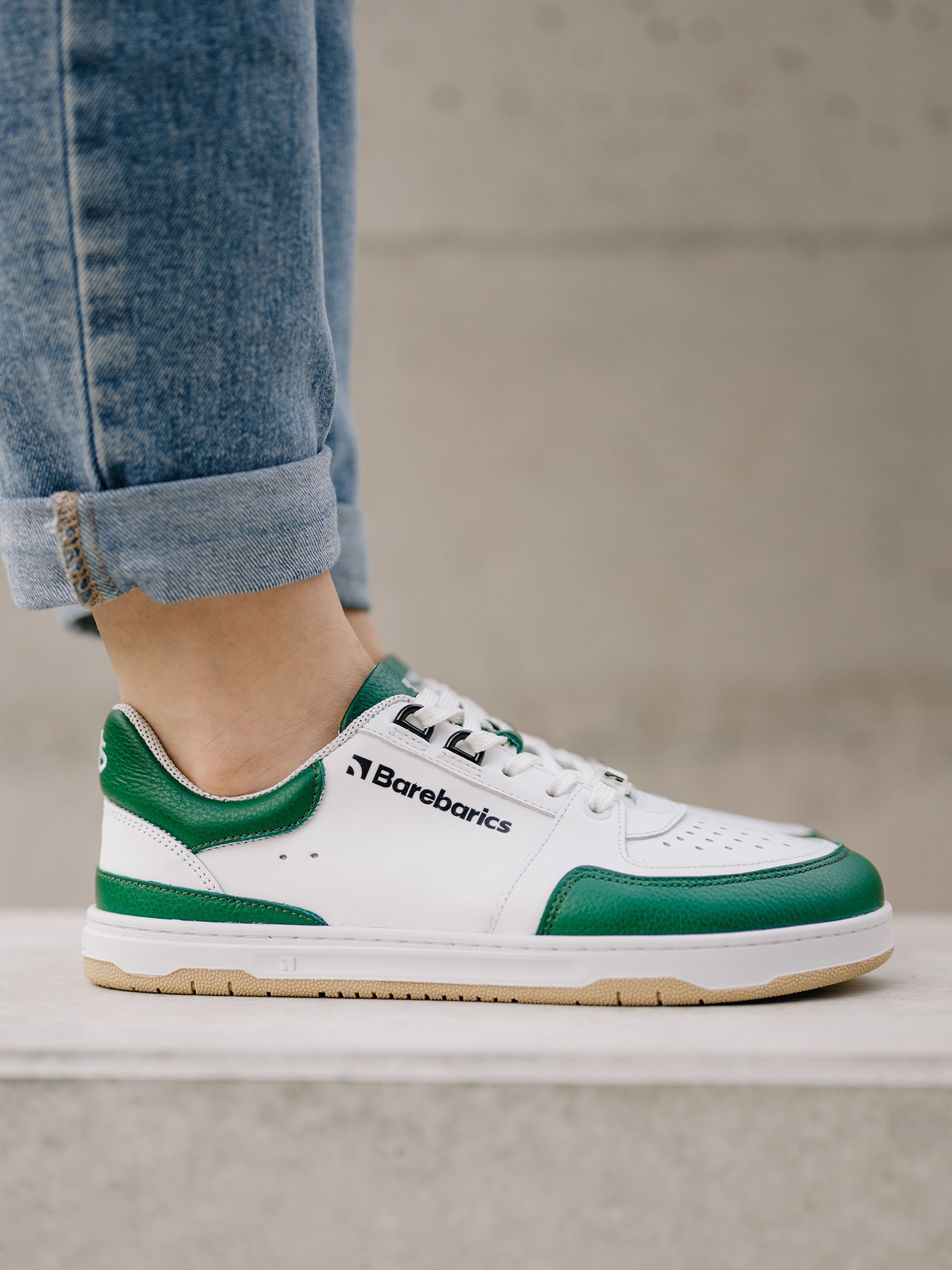 Barfuß-Sneaker Barebarics Wave - Weiß & Dunkelgrün