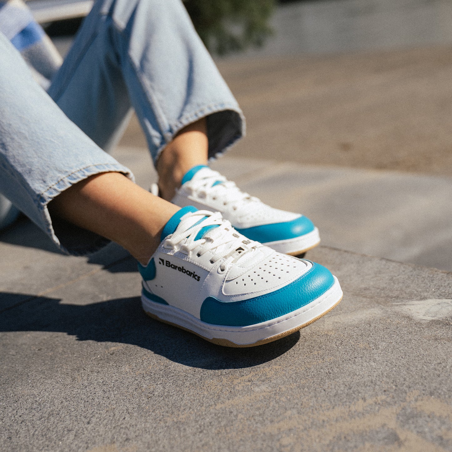 Barfuß-Sneaker Barebarics Wave - Weiß & Dunkeltürkis