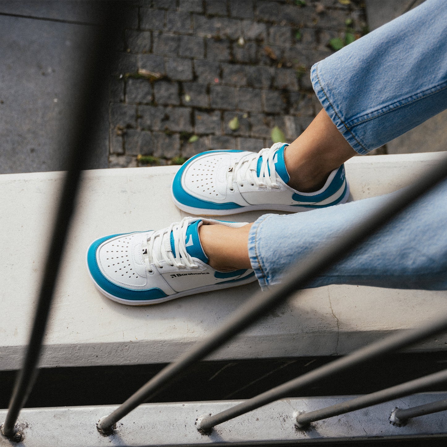Barfuß-Sneaker Barebarics Wave - Weiß & Dunkeltürkis