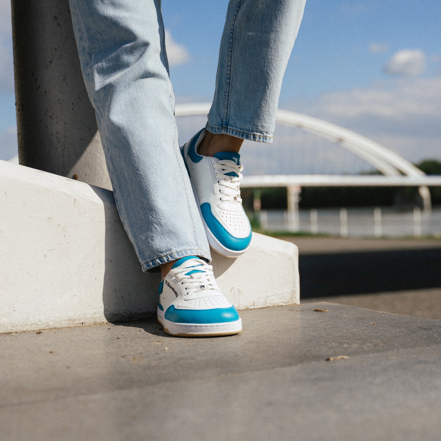 Barfuß-Sneaker Barebarics Wave - Weiß & Dunkeltürkis