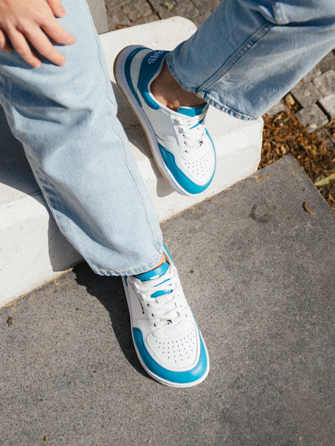 Barfuß-Sneaker Barebarics Wave - Weiß & Dunkeltürkis