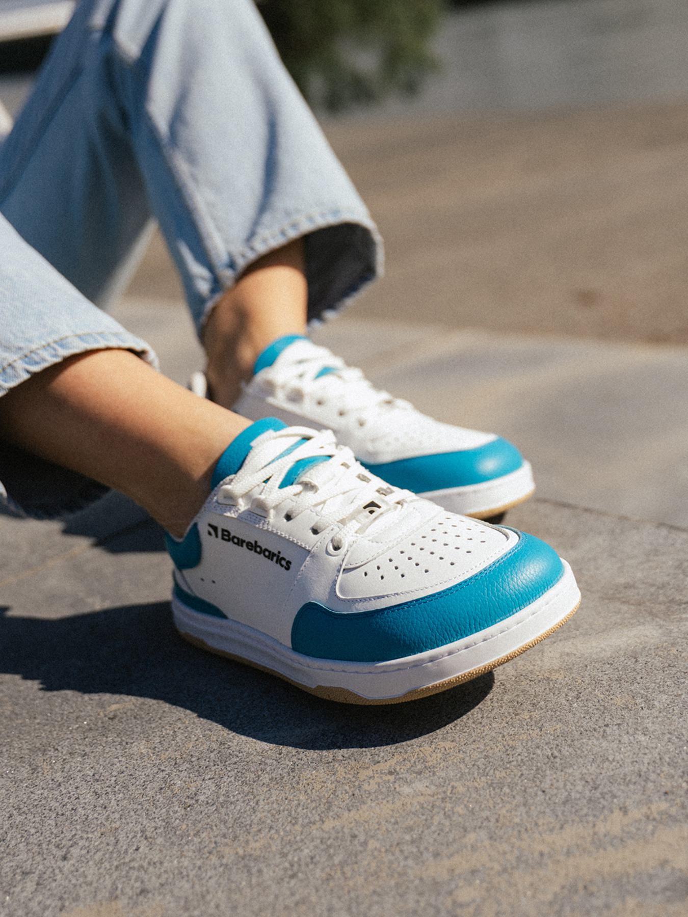 Barfuß-Sneaker Barebarics Wave - Weiß & Dunkeltürkis