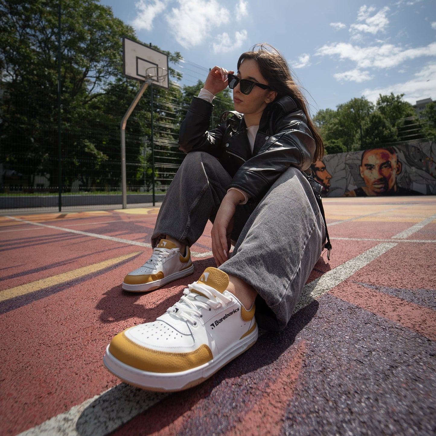 Barfuß-Sneaker Barebarics Wave - Weiß & Sonnenuntergangsgelb