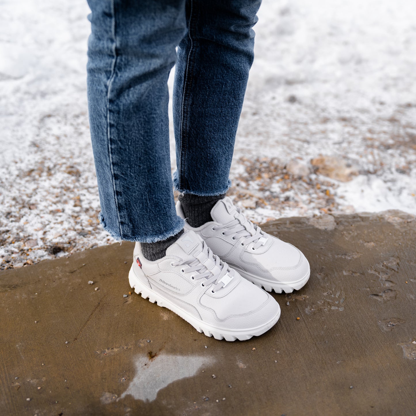 Barfuß-Sneaker Barebarics Zing Frost - Hellgrau & Weiß