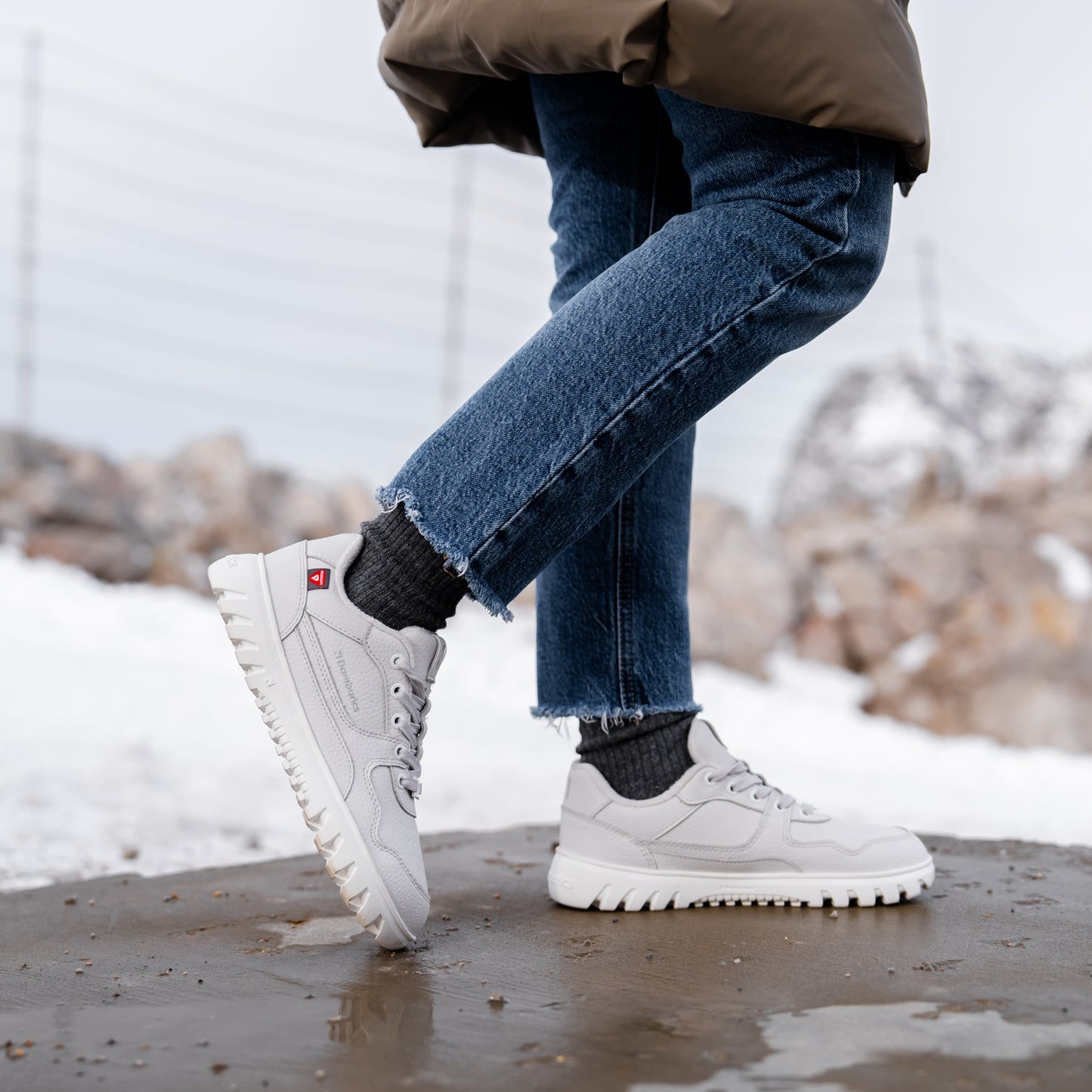Barfuß-Sneaker Barebarics Zing Frost - Hellgrau & Weiß
