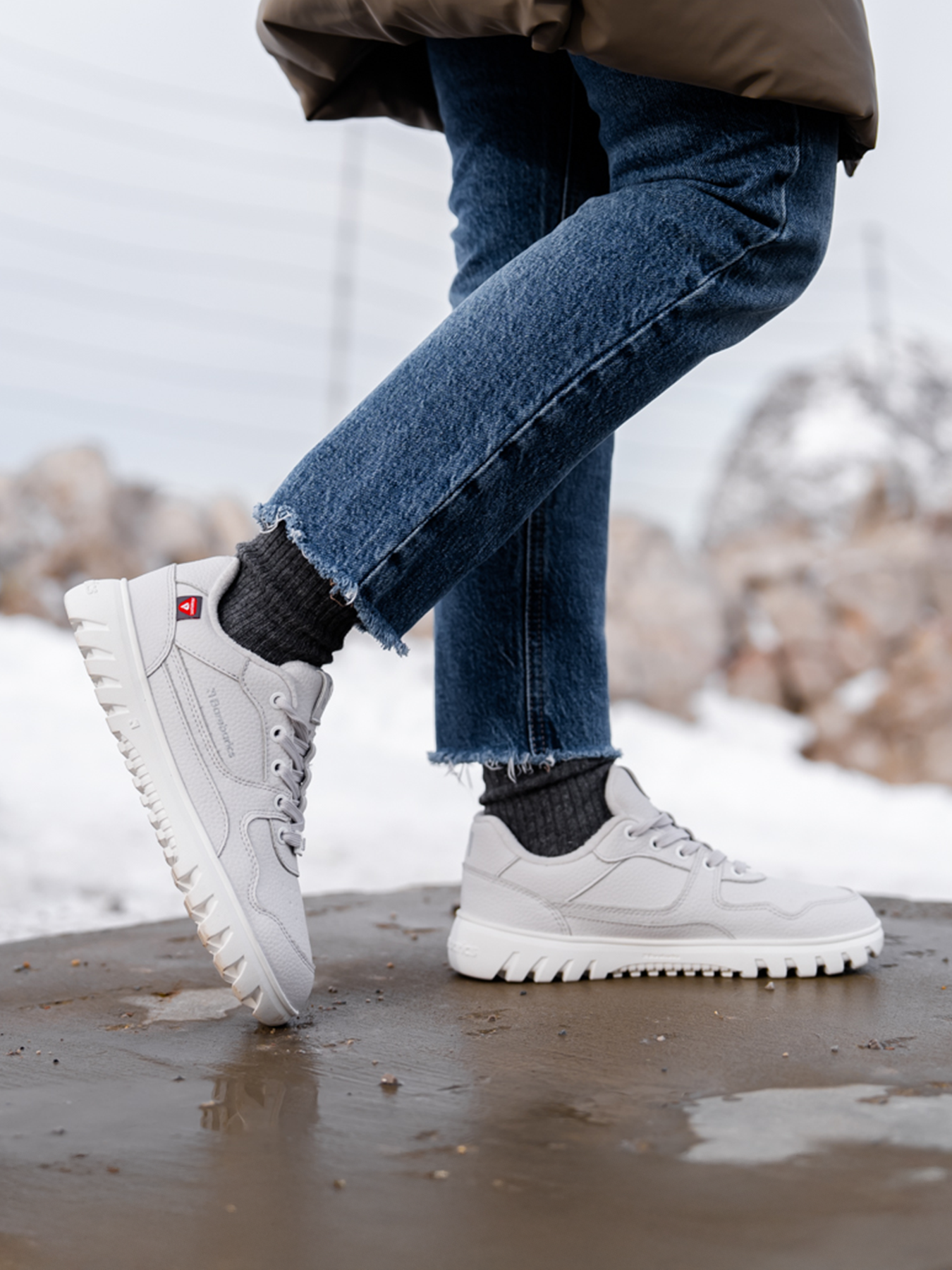 Barfuß-Sneaker Barebarics Zing Frost - Hellgrau & Weiß