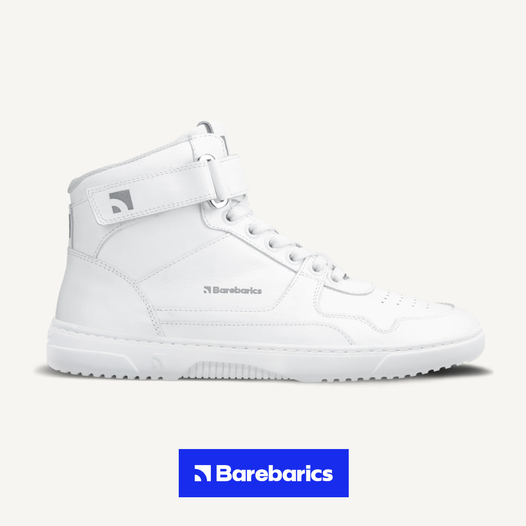 Barfuß-Sneaker Barebarics Zing - High Top - Ganz Weiß - Leder (SALE)