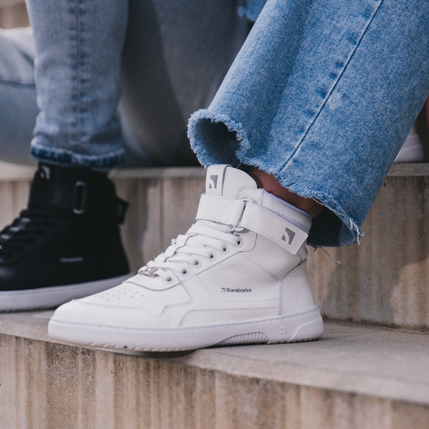 Barfuß-Sneaker Barebarics Zing - High Top - Ganz Weiß - Leder (SALE)