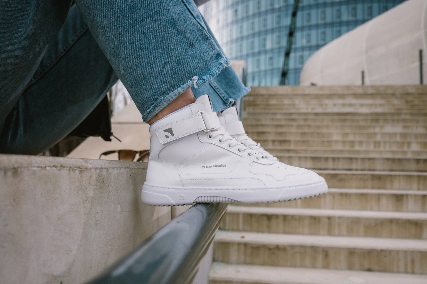 Barfuß-Sneaker Barebarics Zing - High Top - Ganz Weiß - Leder (SALE)