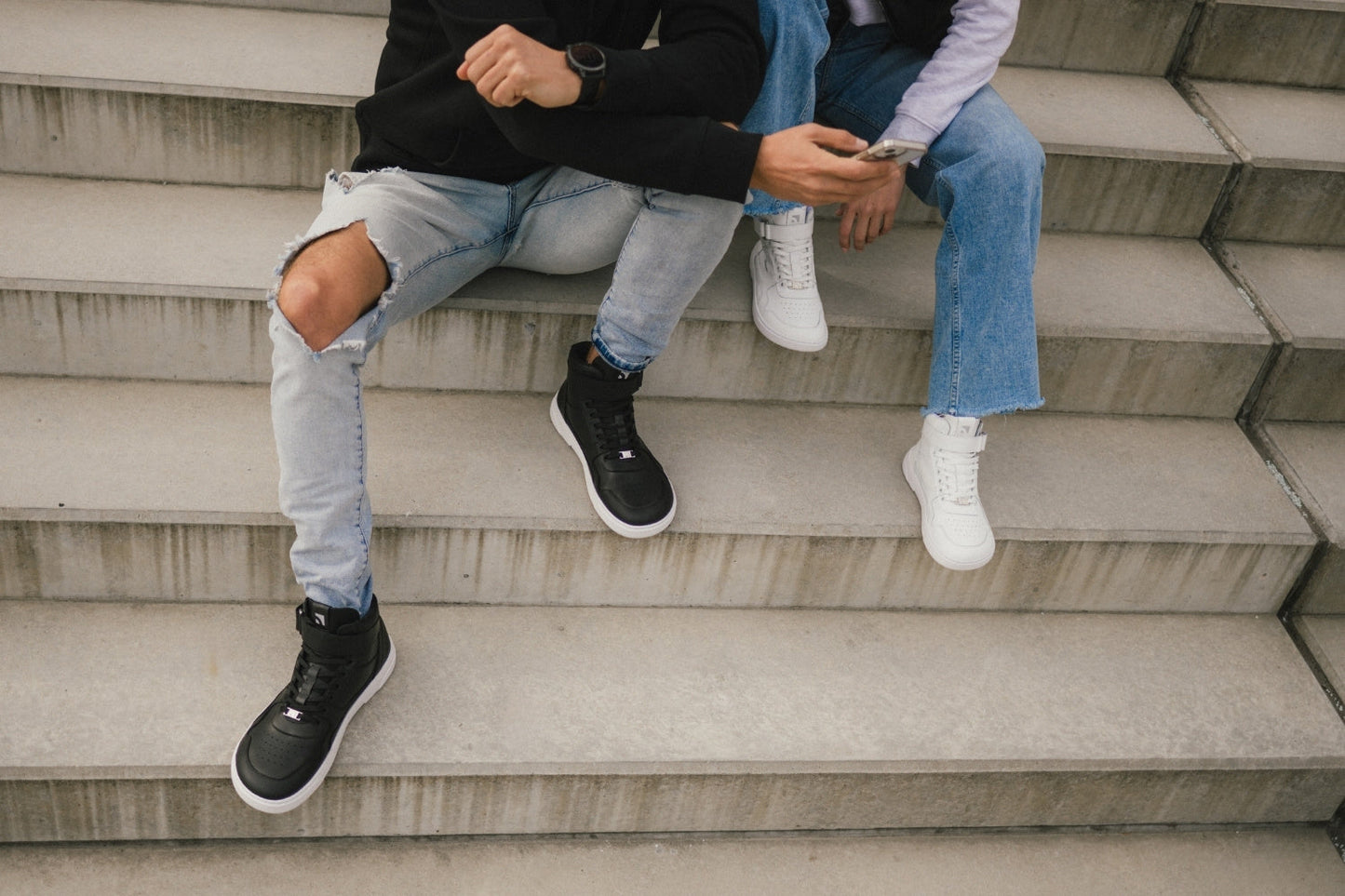 Barfuß-Sneaker Barebarics Zing - High Top - Ganz Weiß - Leder (SALE)