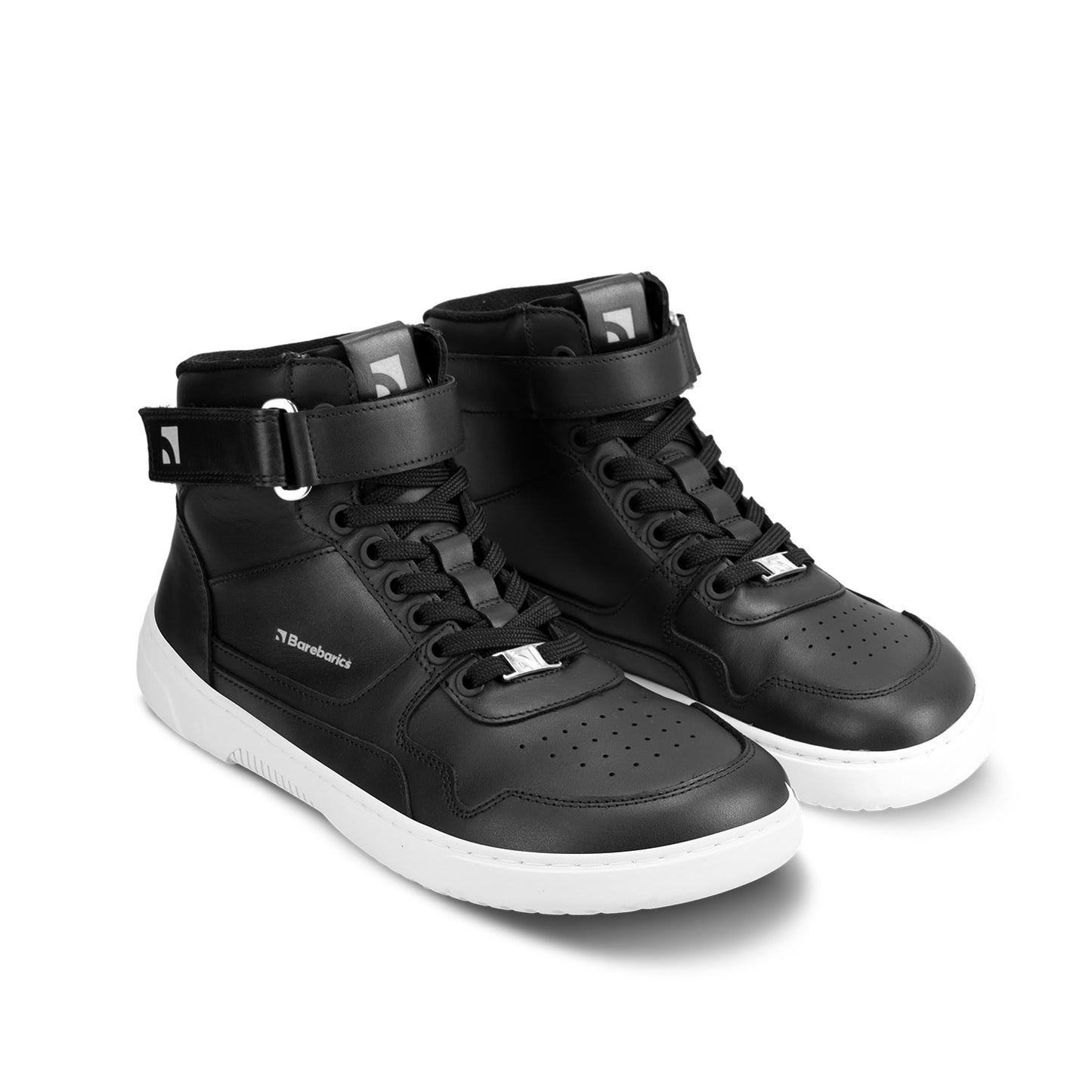 Barfuß-Sneaker Barebarics Zing - High Top - Schwarz & Weiß - Leder