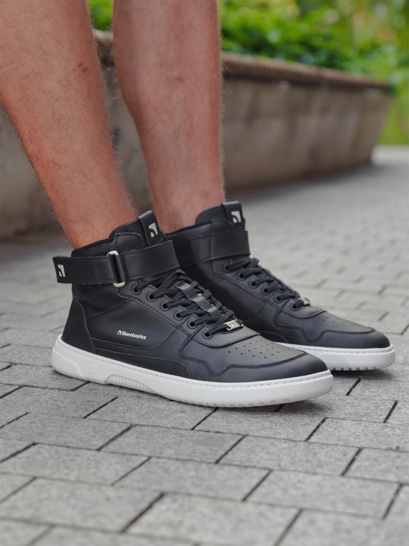 Barfuß-Sneaker Barebarics Zing - High Top - Schwarz & Weiß - Leder