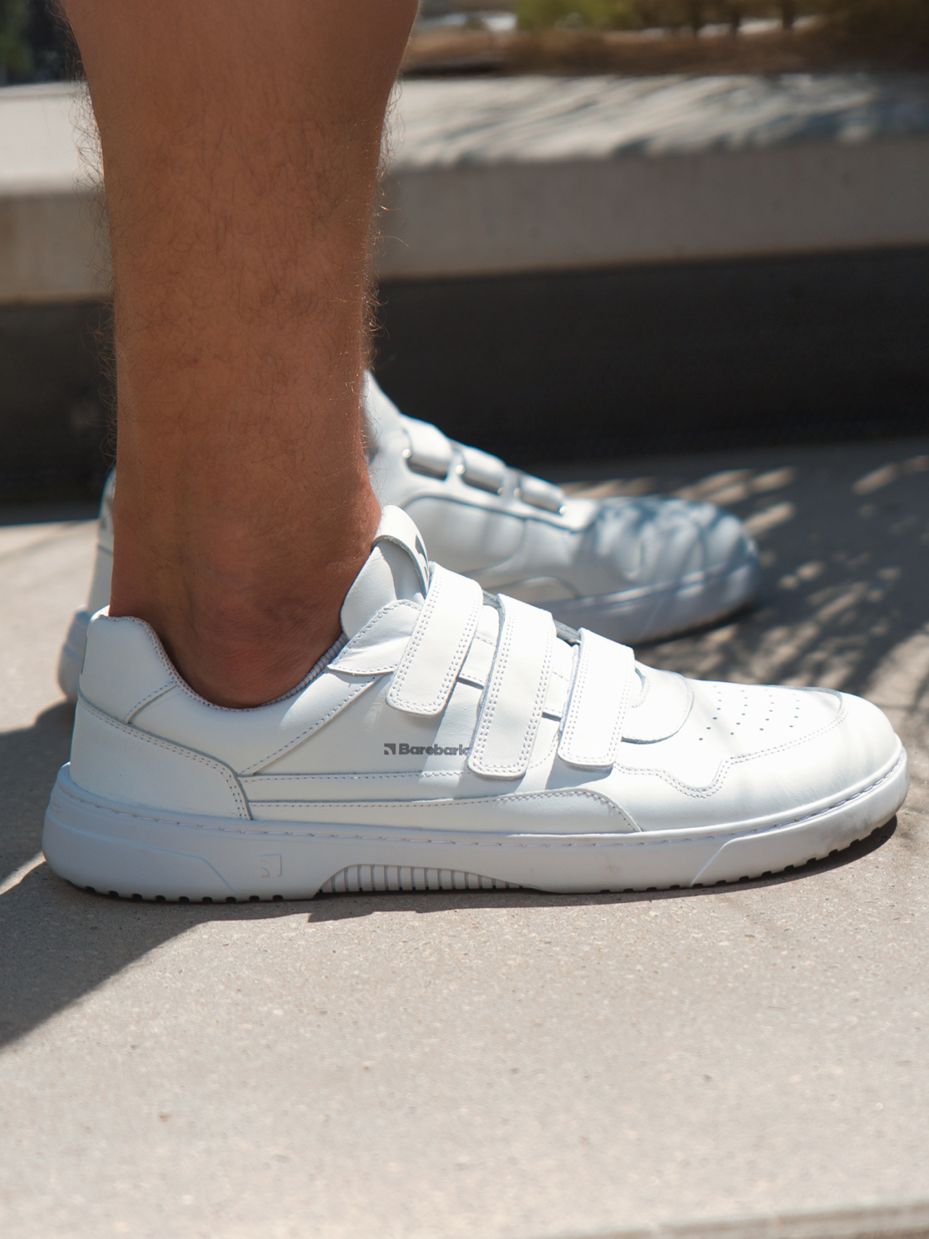 Barfuß-Sneaker Barebarics Zing Velcro - All White - Leder