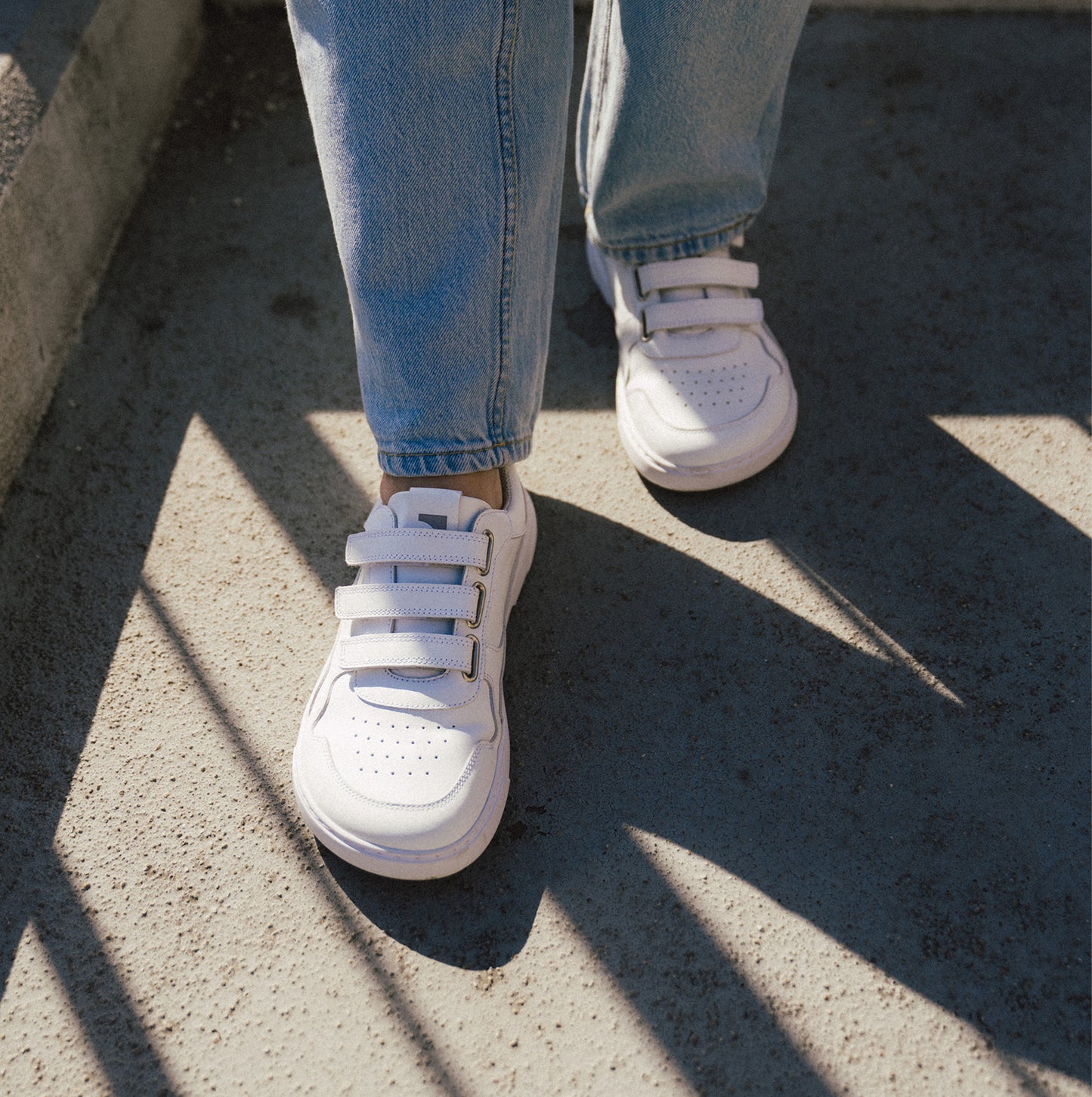 Barfuß-Sneaker Barebarics Zing Velcro - All White - Leder