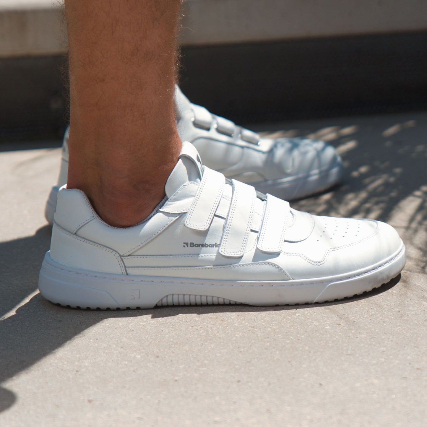 Barfuß-Sneaker Barebarics Zing Velcro - All White - Leder
