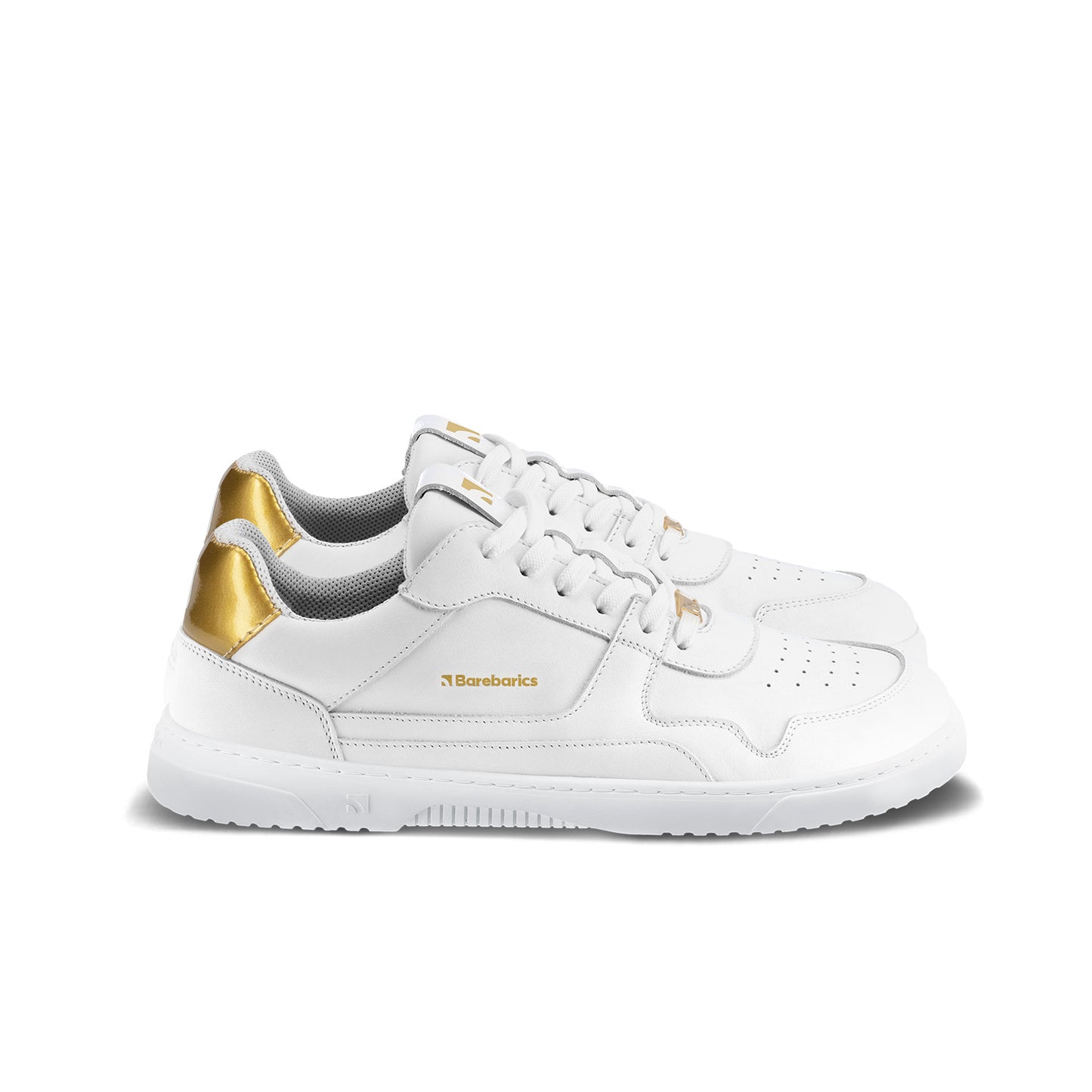 Barfuß-Sneaker Barebarics Zing - Weiß & Gold - Leder