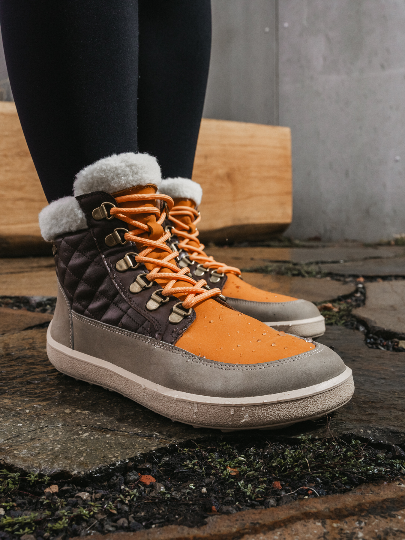 Barfußstiefel Be Lenka Olivia - Taupe, Dunkelbraun & Orange