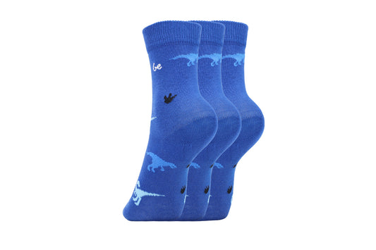 Kinder Barfußsocken Be Lenka Kids - Crew - Dino - Königsblau - 3er Pack