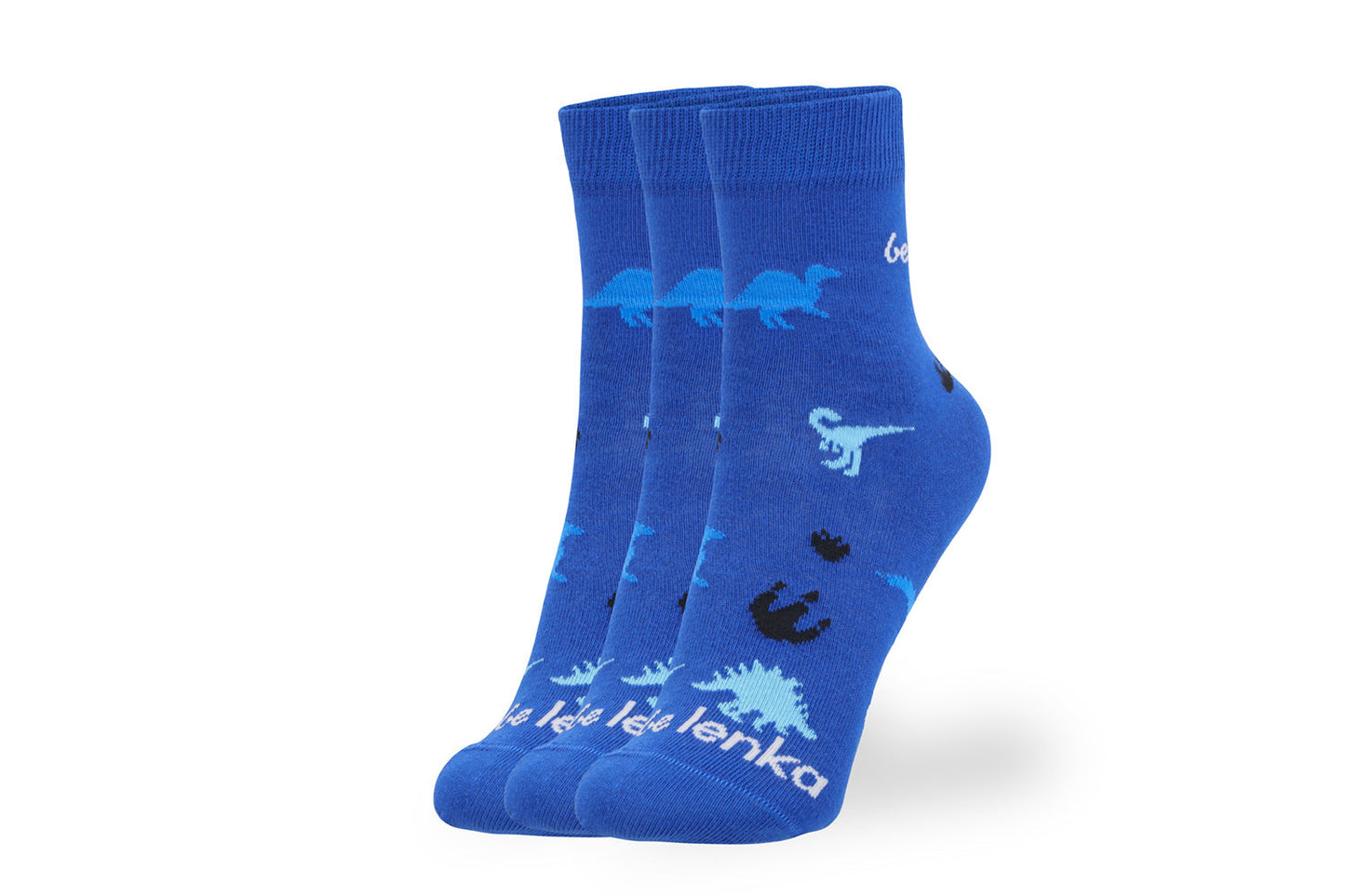 Kinder Barfußsocken Be Lenka Kids - Crew - Dino - Königsblau - 3er Pack