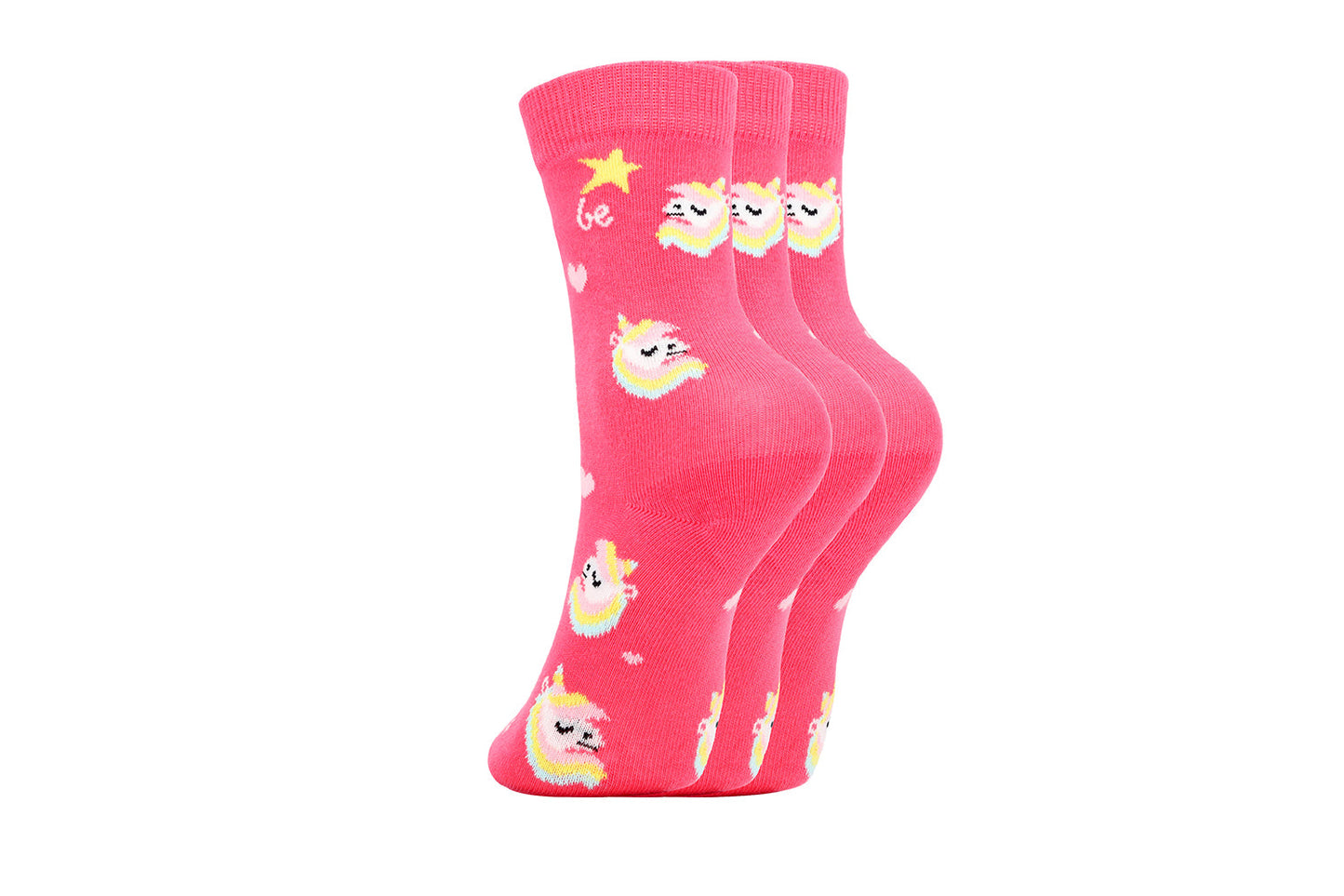Kinder Barfußsocken Be Lenka Kids - Crew - Einhorn - BubleGum Pink - 3er Pack