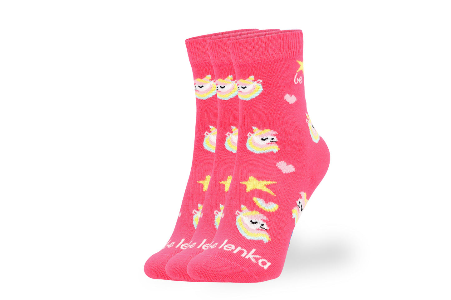 Kinder Barfußsocken Be Lenka Kids - Crew - Einhorn - BubleGum Pink - 3er Pack