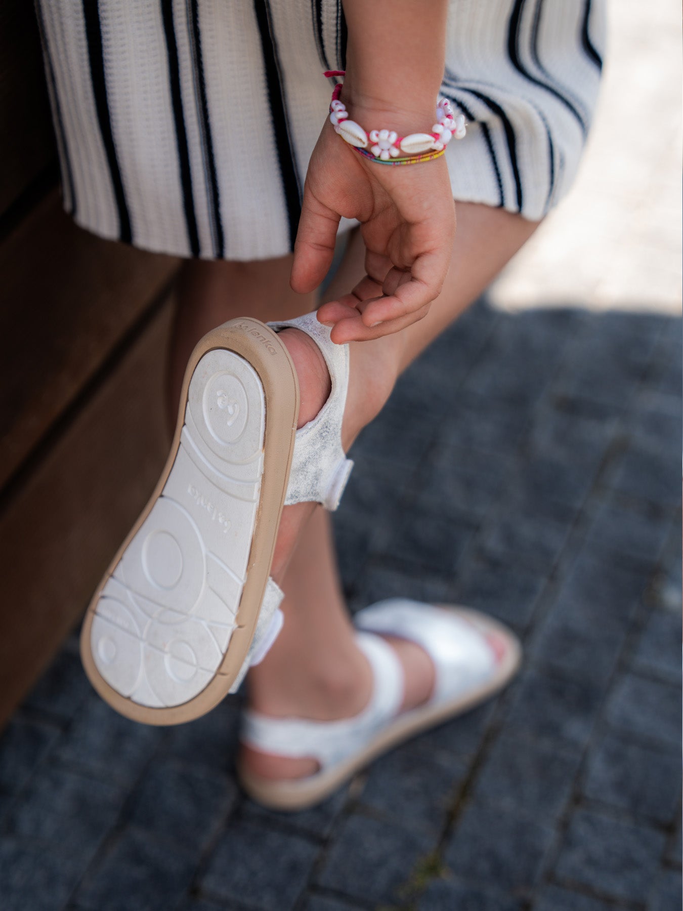 Kinder-Barfußsandalen Be Lenka Miami Junior - Off-White Sparkle
