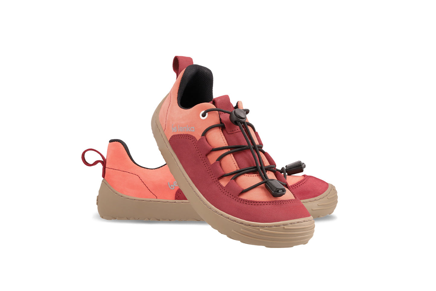 Barfuß-Sneaker für Kinder Be Lenka Xplorer - Dunkelrot & Koralle