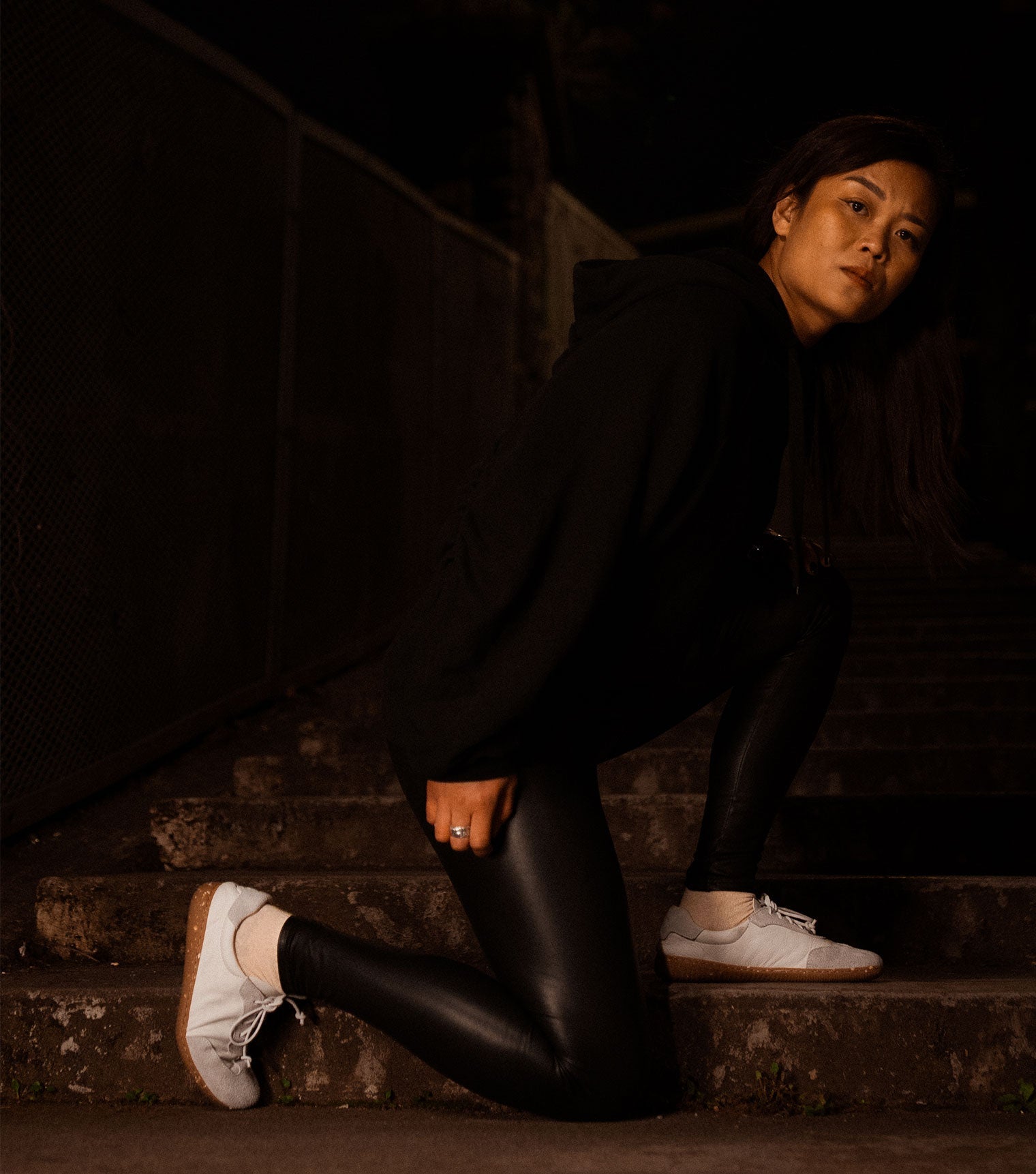 White Barefoot Retro Trainers White Sneakers by Gaucho Ninja with Martial Artist Randa Richards 
