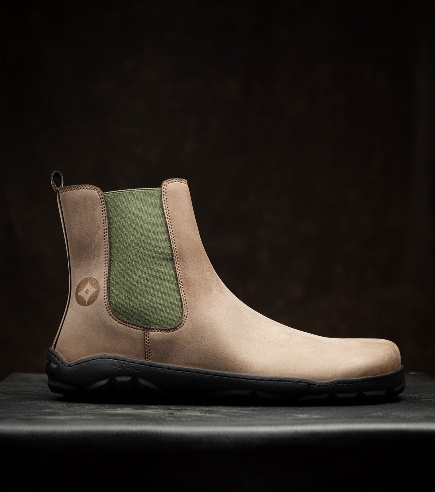 Barefoot Safety Chelsea Boots in light brown microNobuk, built for tough jobs. 