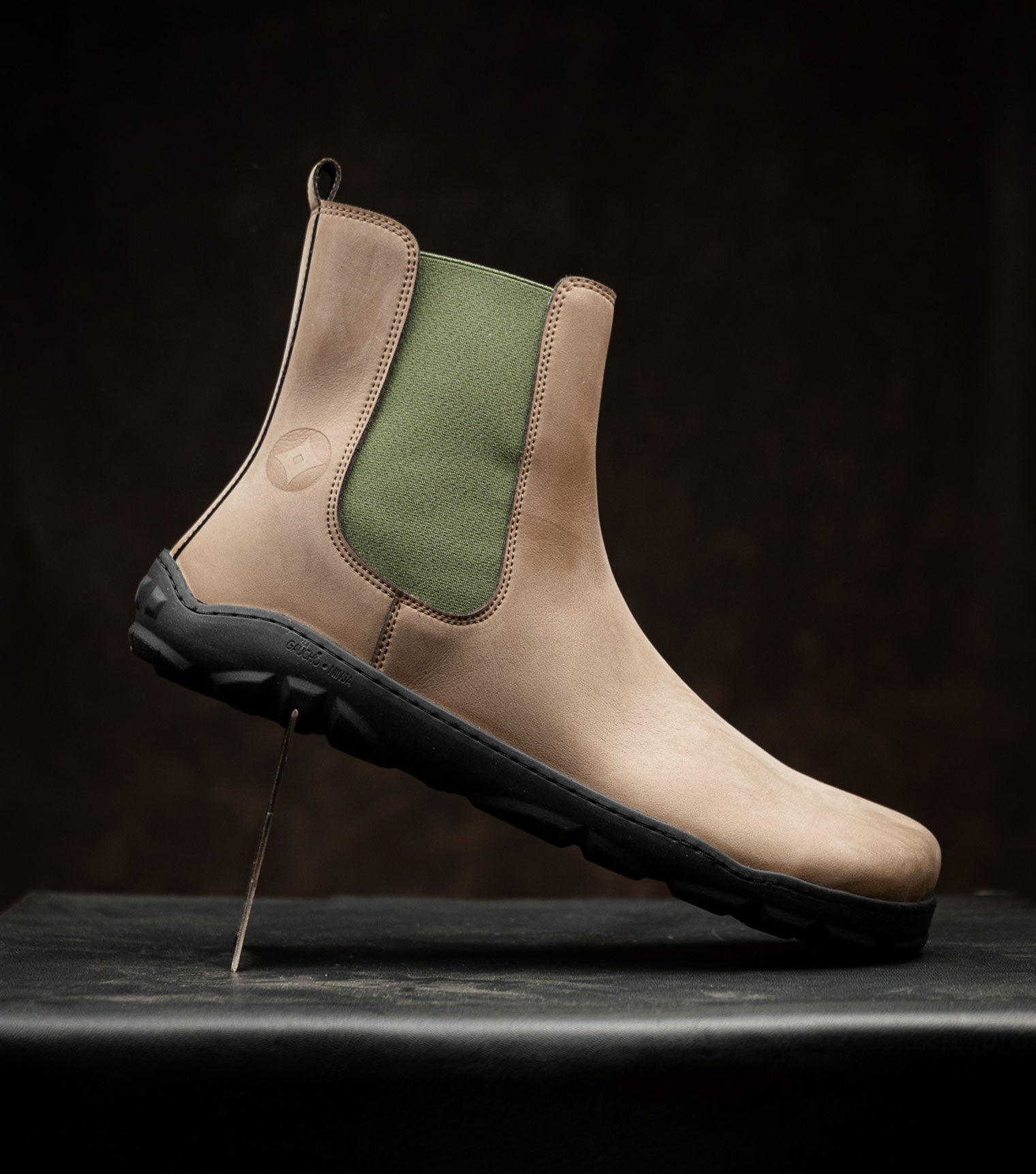 Barefoot Safety Chelsea Boots in light brown microNobuk, built for tough jobs. 