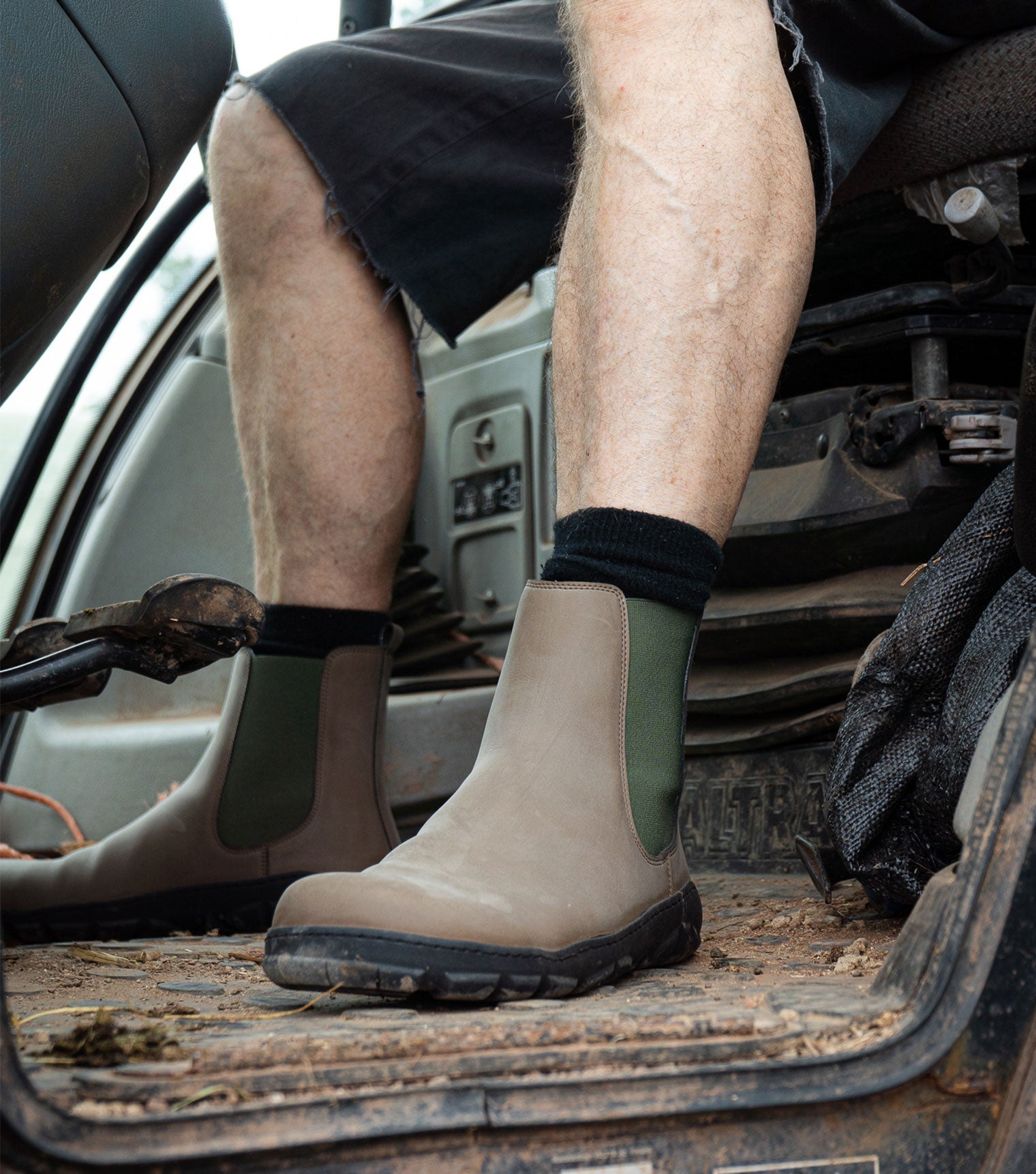 Barefoot Safety Chelsea Boots in rich brown microNobuk, built for tough jobs. 