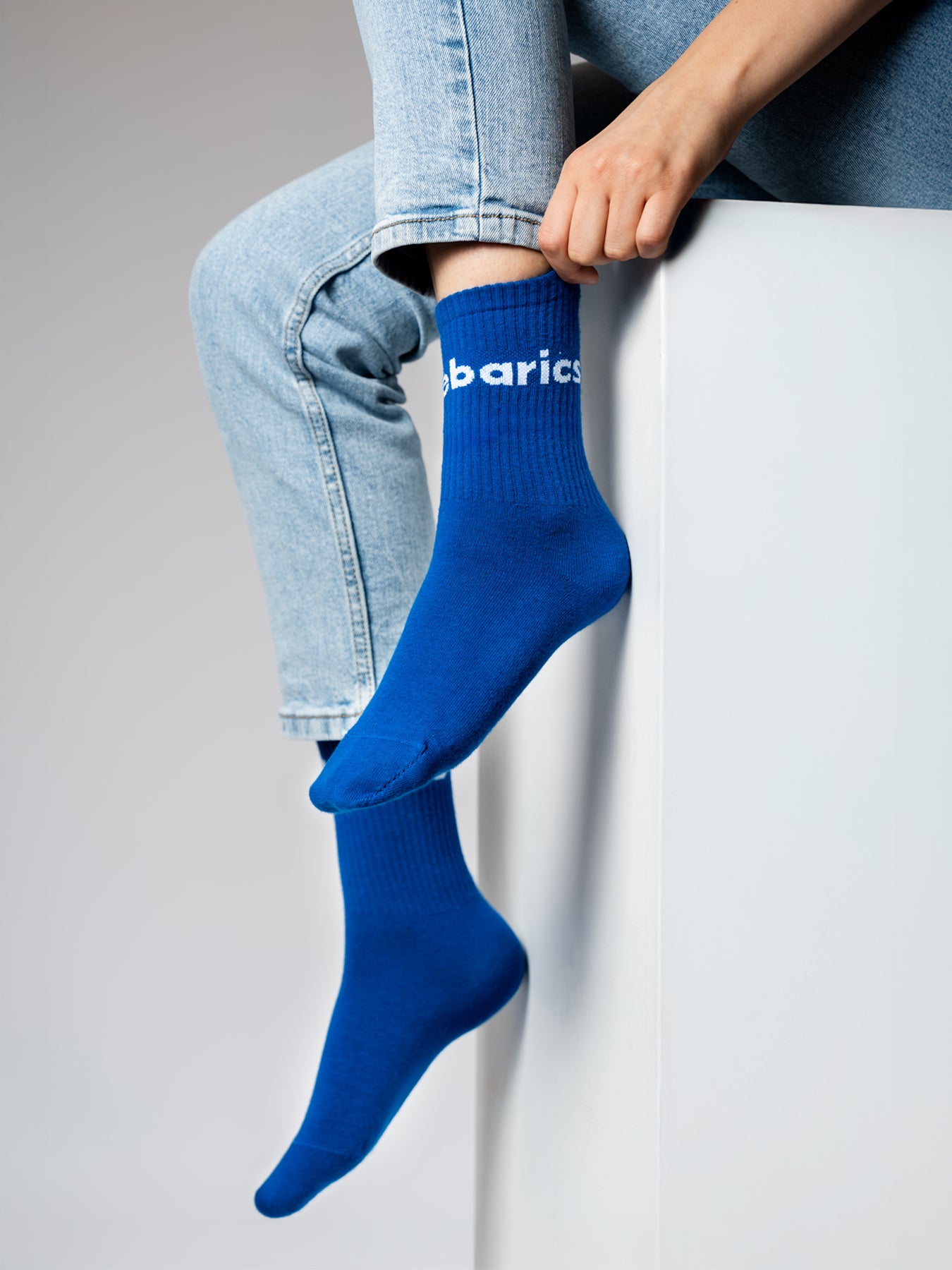 Barebarics - Barefoot Socks - Crew - Cobalt Blue - Big logo
