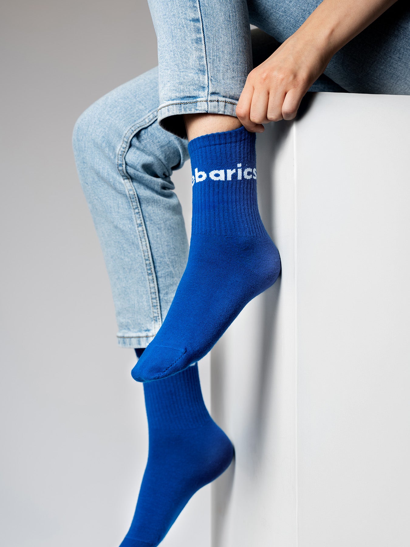 Barebarics - Barefoot Socks - Crew - Cobalt Blue - Big logo