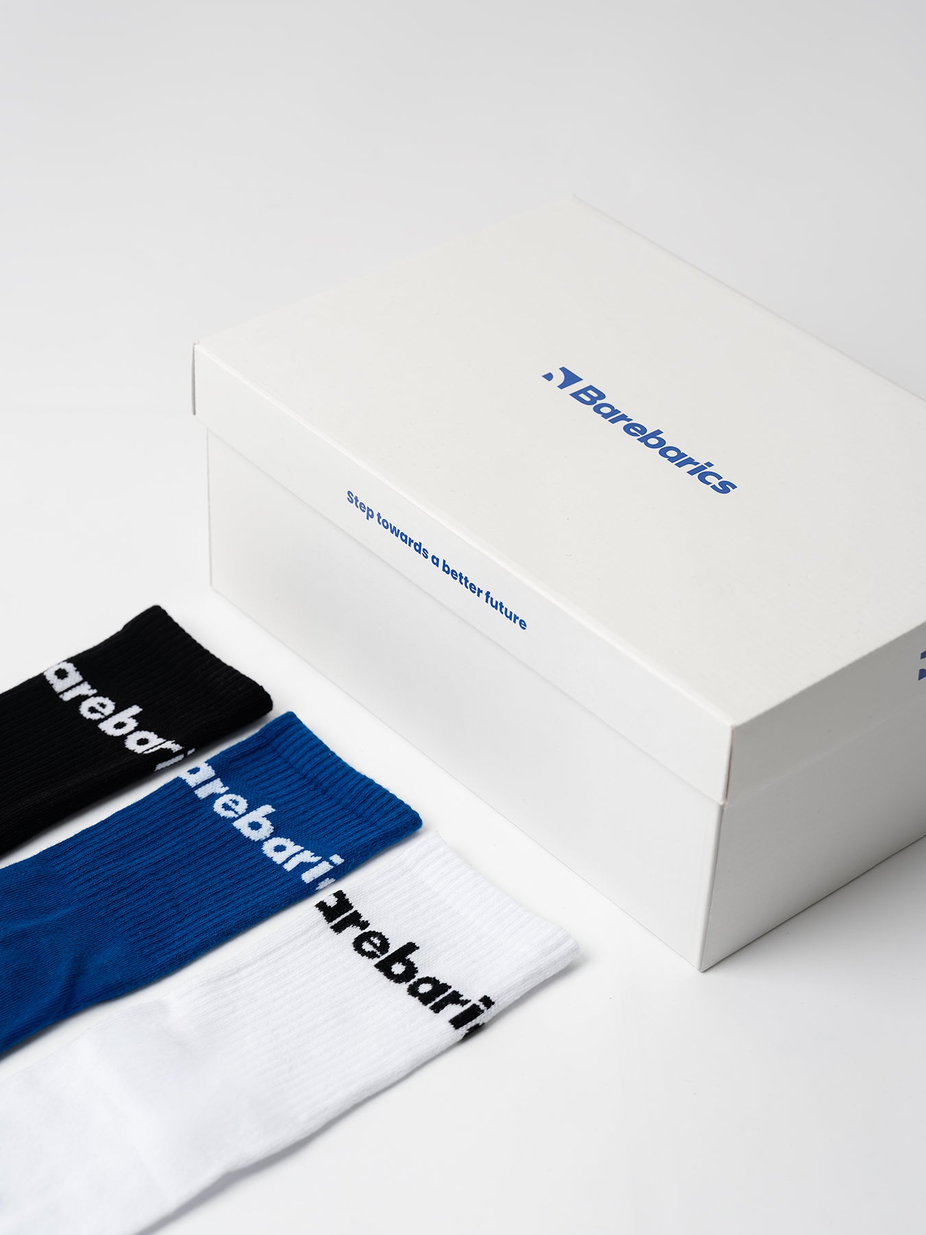 Barebarics - Barefoot Socks - Crew - White - Big logo