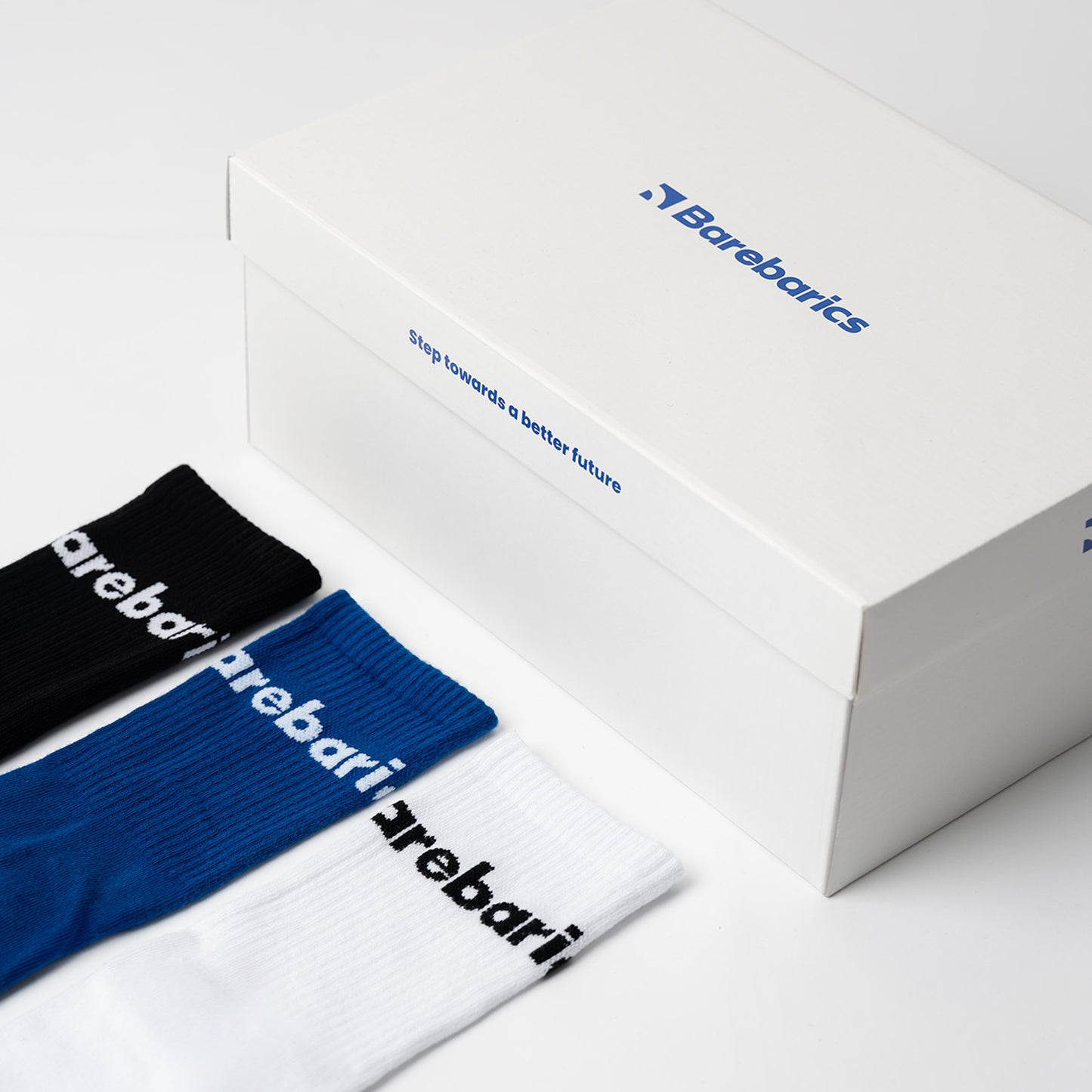 Barebarics - Barefoot Socks - Crew - White - Big logo
