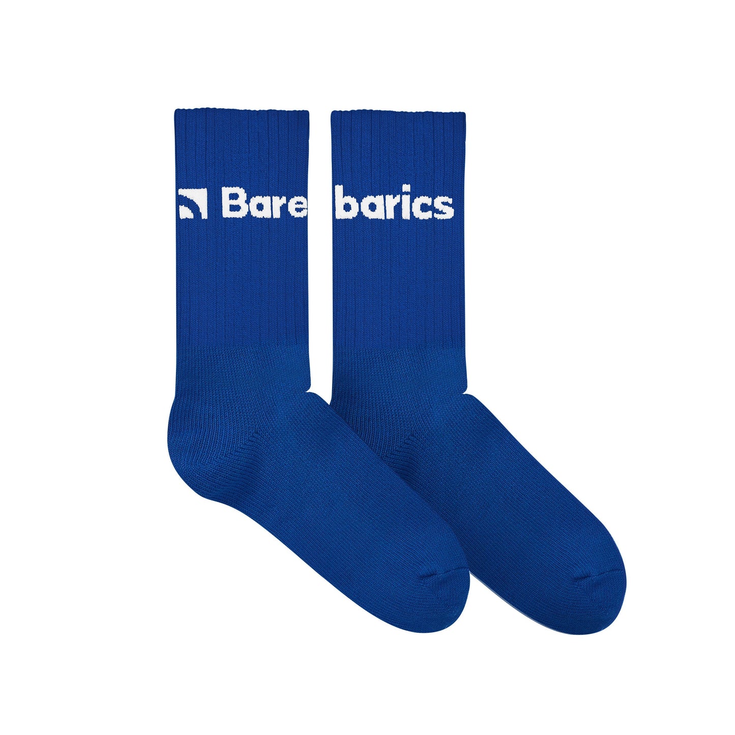 Barebarics - Chaussettes pieds nus - Crew - Bleu cobalt - Grand logo - Lot de 3
