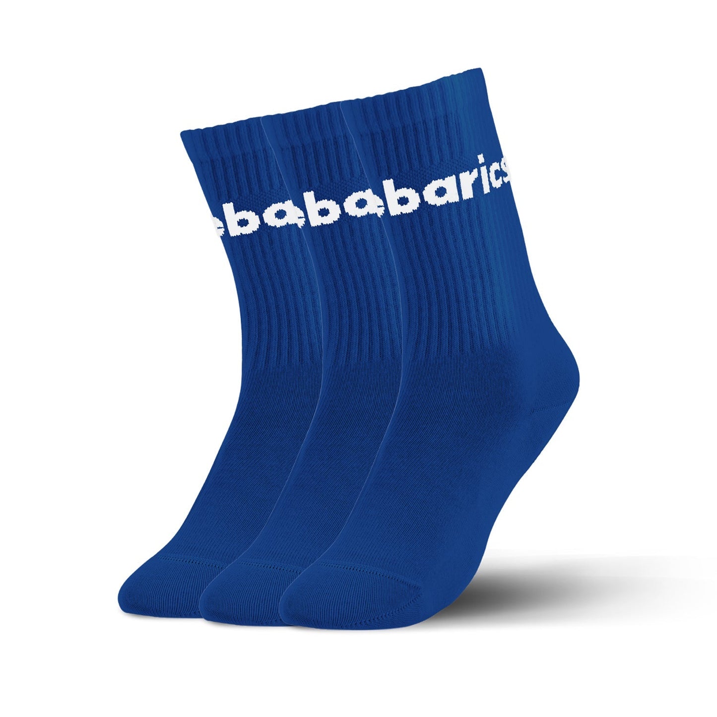 Barebarics - Chaussettes pieds nus - Crew - Bleu cobalt - Grand logo - Lot de 3