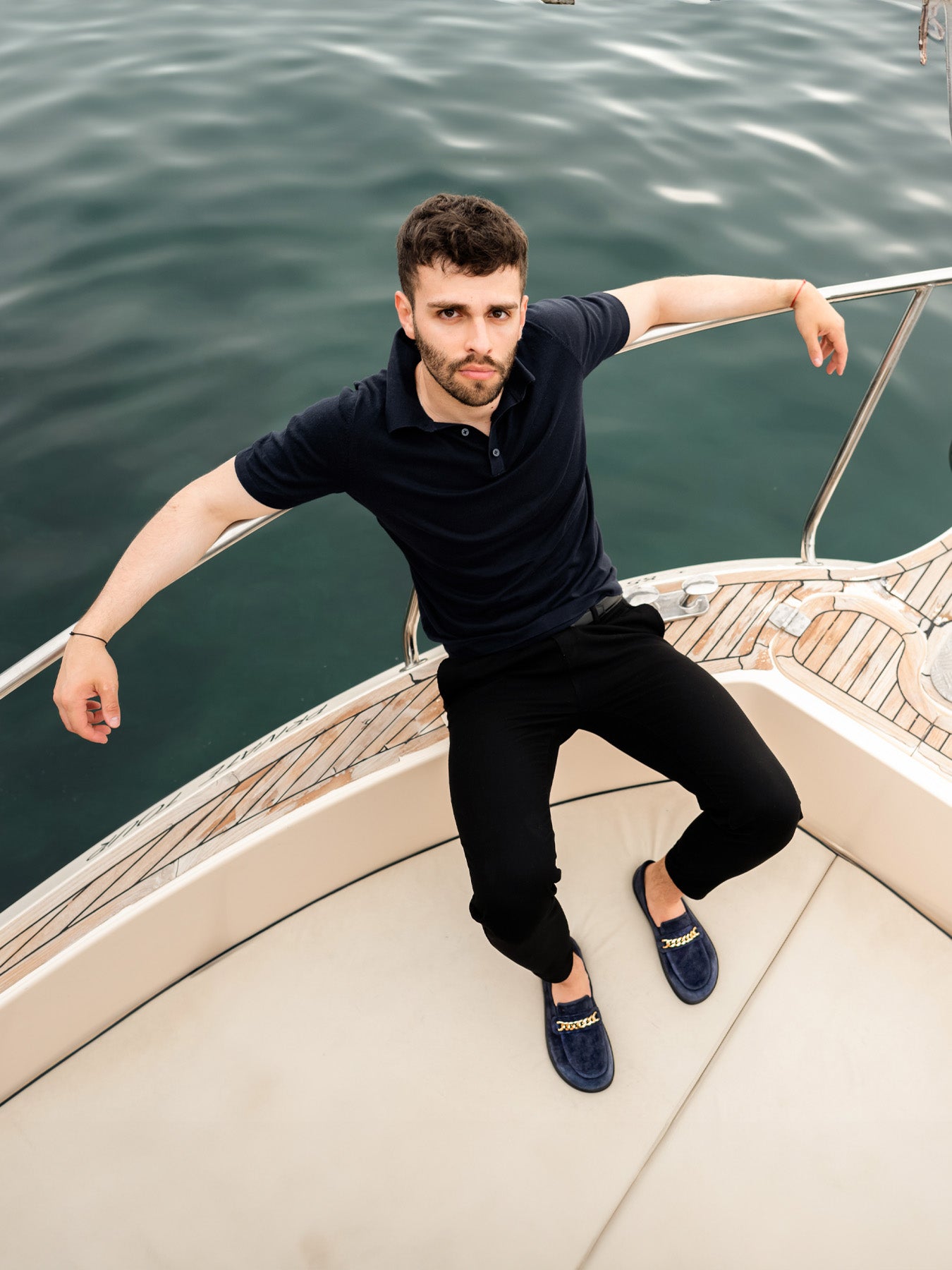 Barefoot Moccasins Be Lenka Prestage - Navy & Gold