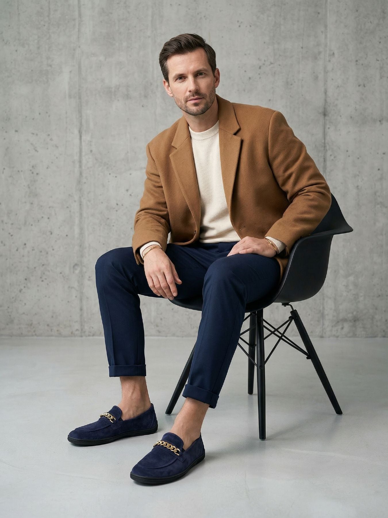 Barefoot Moccasins Be Lenka Prestage - Navy & Gold